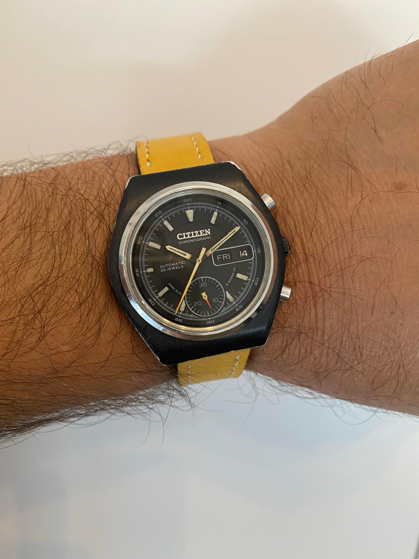CITIZEN AUTOMATIC CHRONOGRAPH RARE BLACK 1970s JAPAN GENTS
