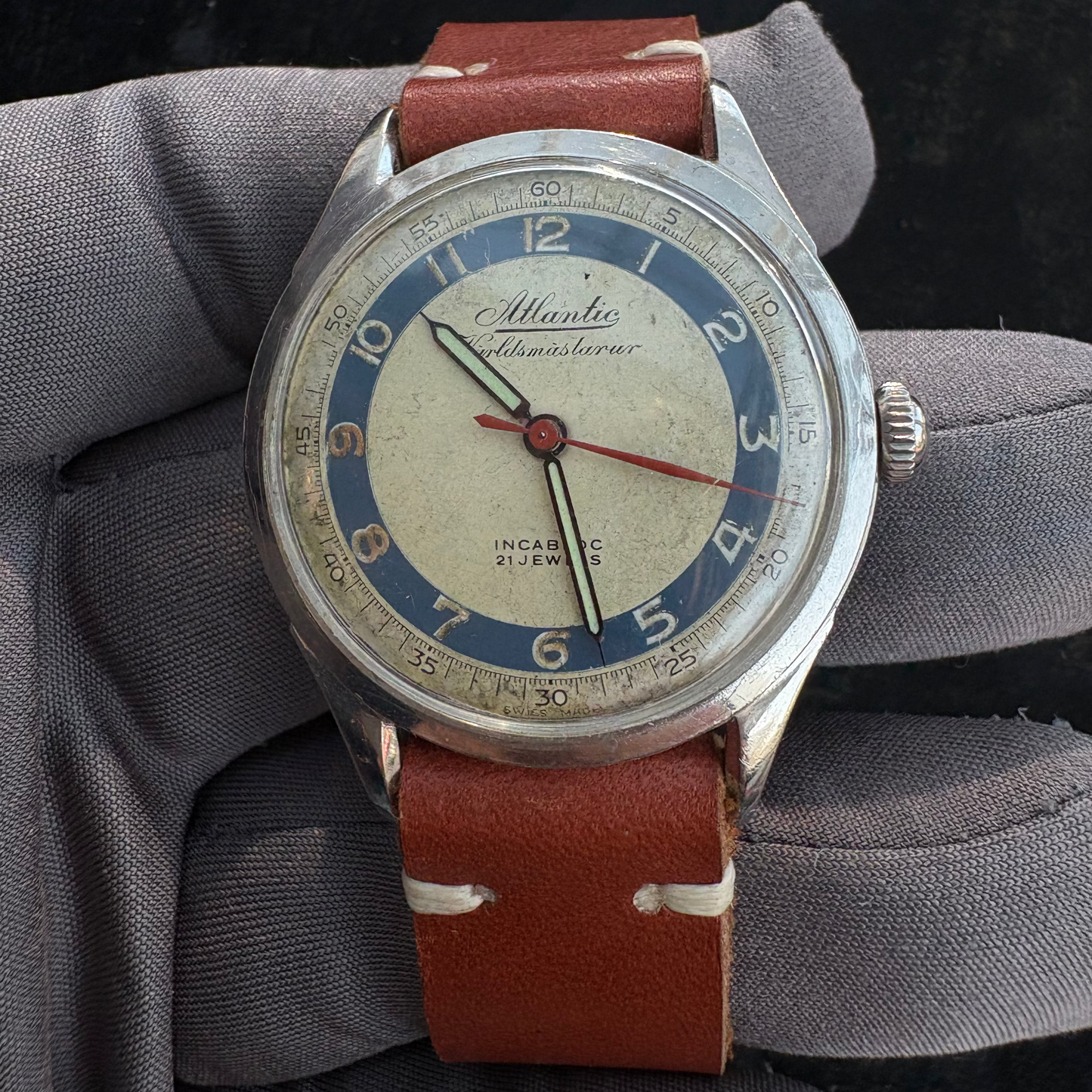 ATLANTIC VINTAGE MANUAL WINDING WATCH 1950S SWISS