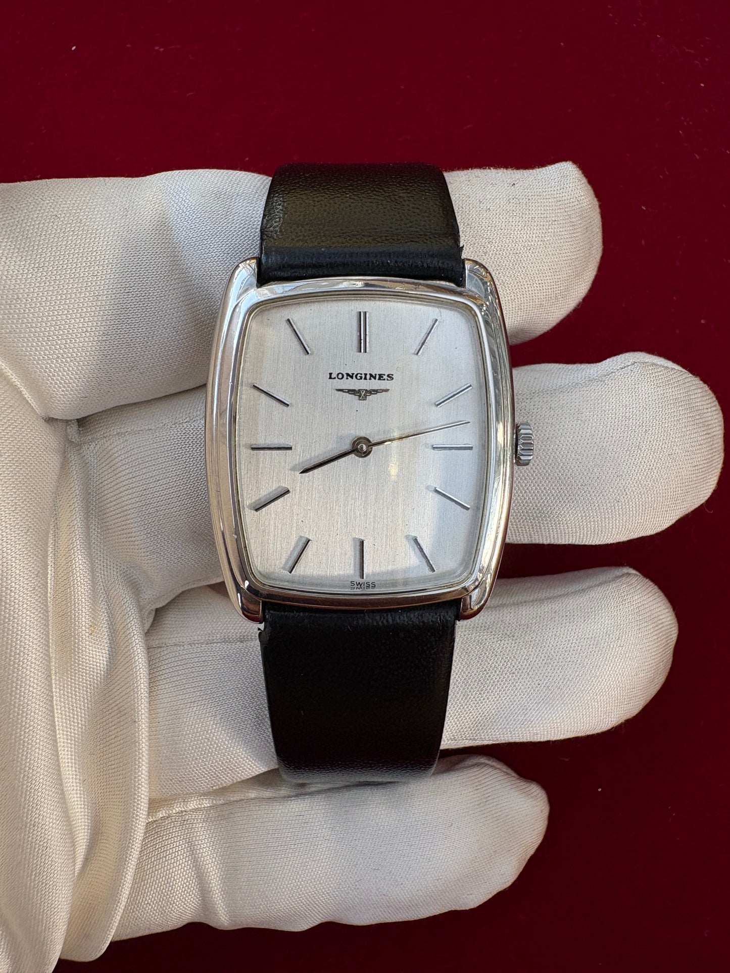 LONGINES TANK DRESS VINTAGE 1970s UNISEX MANUAL WINDING PREOWNED SWISS WATCH