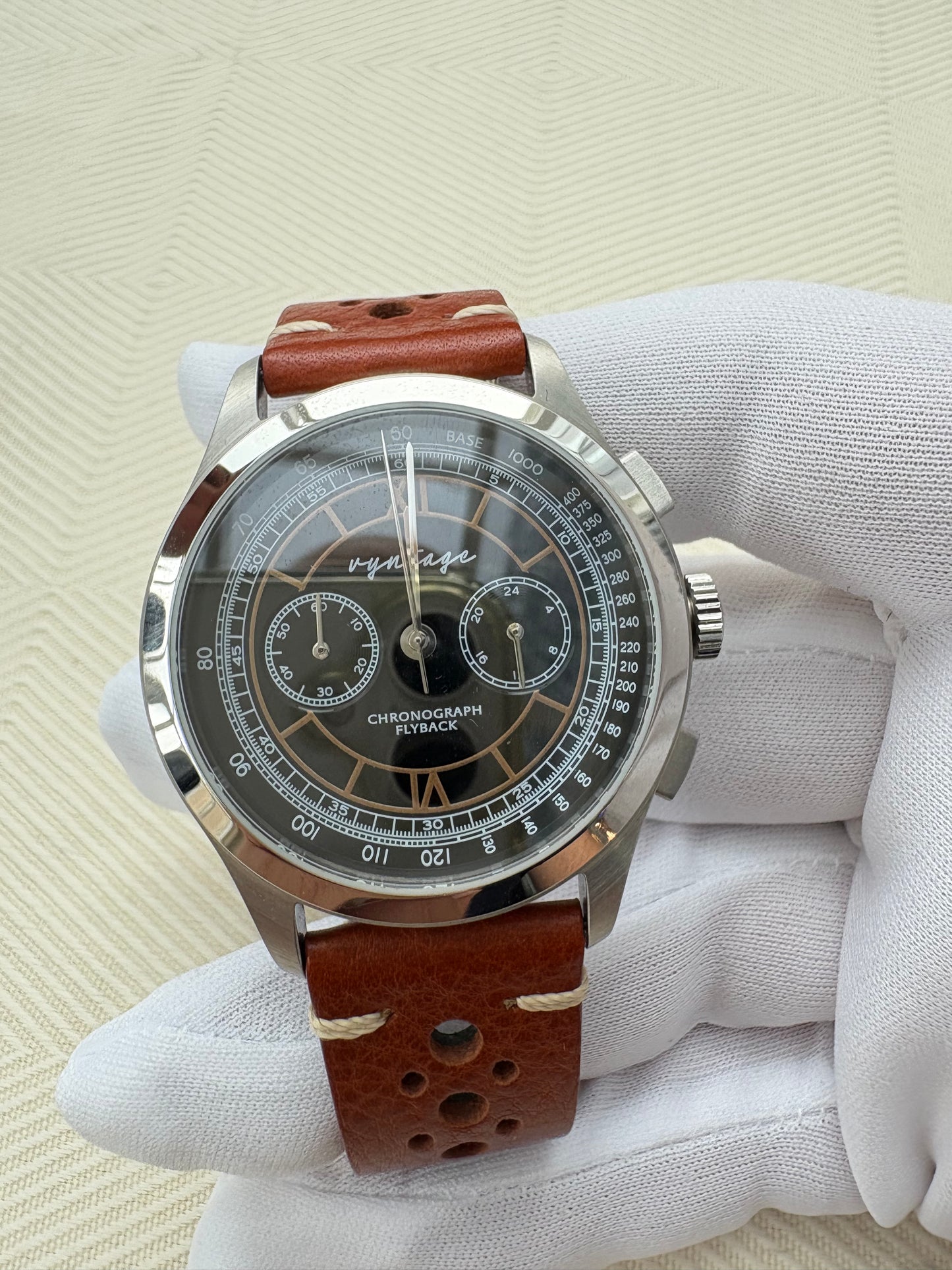 VINTAGE A.SIDDIQUE FULL SET NEVER USED LIMITED EDITION QUARTZ CHRONOGRAPH CHINA MVMT PREOWNED WATCH