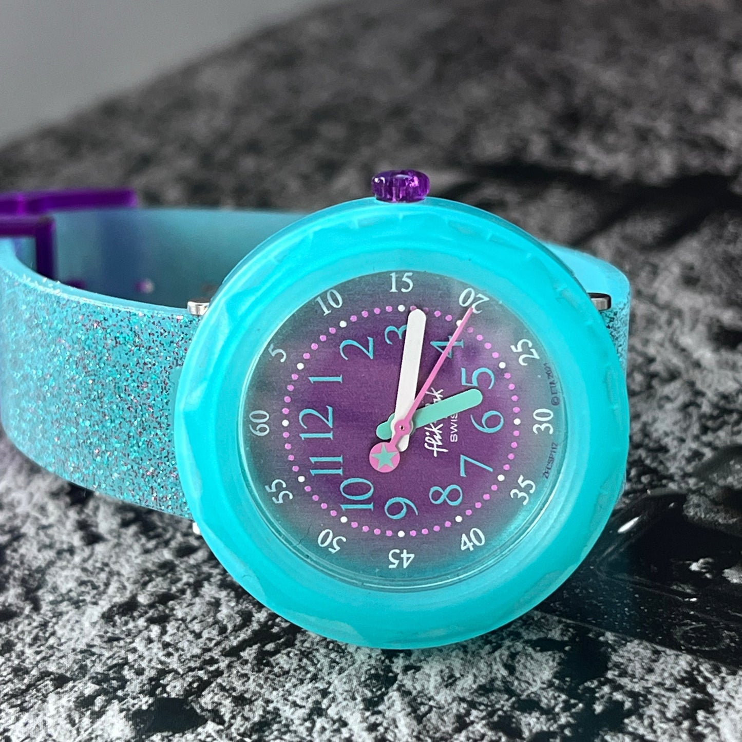FLIK FLAK TURQUOISE QUARTZ SWISS WATCH