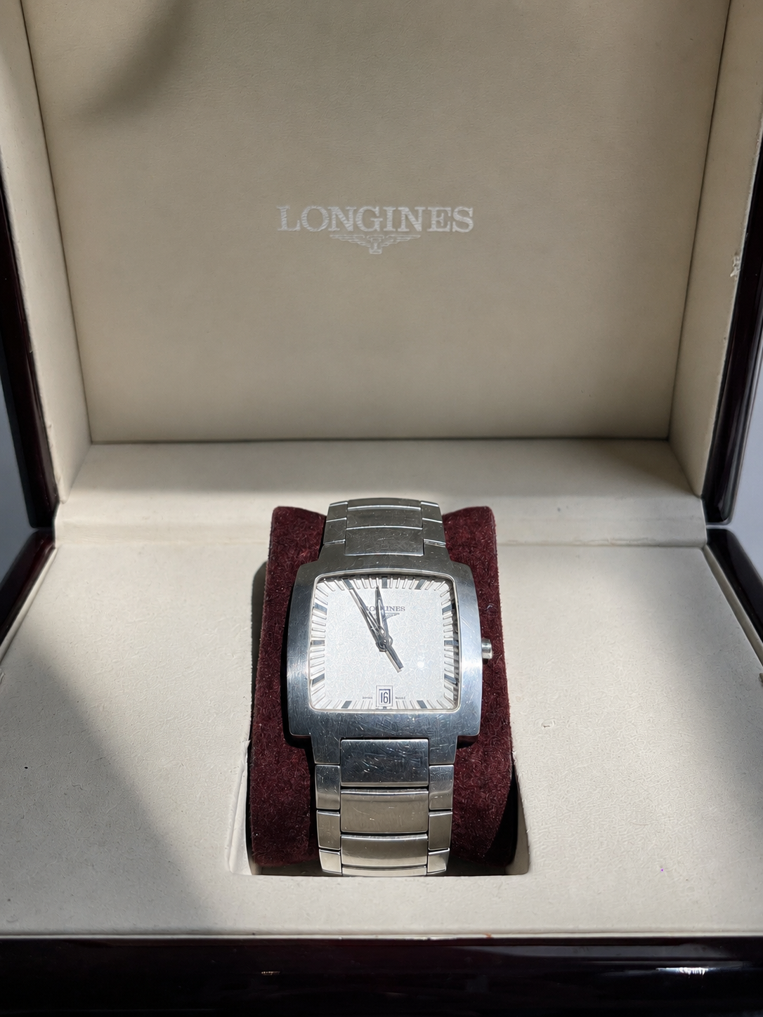 LONGINES RECTANGULAR STAINLESS STEEL QUARTZ WATCH