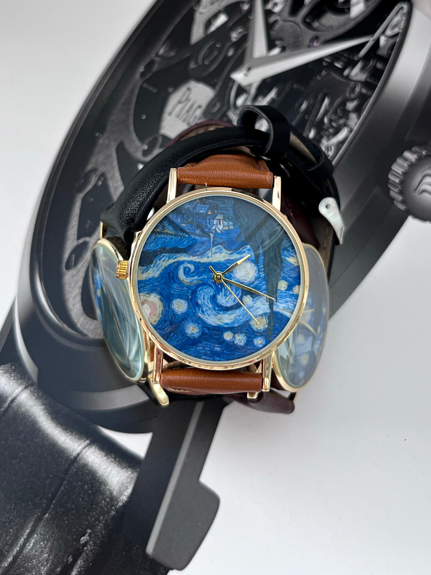 VAN GOGH ART FASHION WATCH LIGHT BROWN STRAP