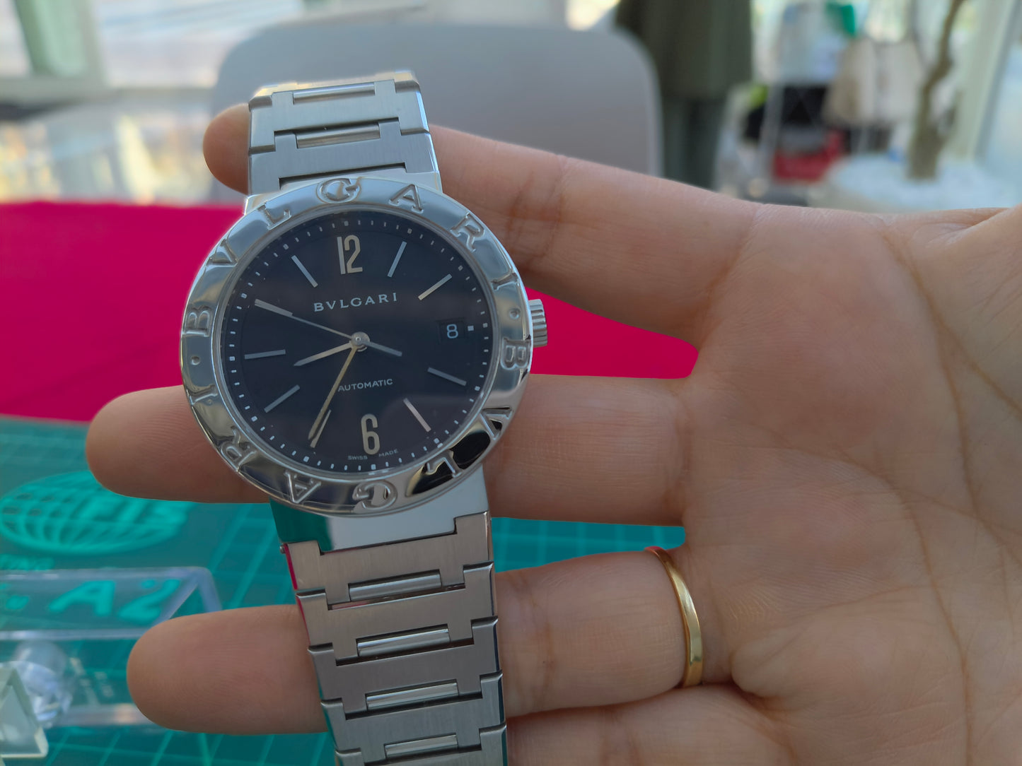 BVLGARI BLACK STAINLESS STEEL BVLGARI WRISTWATCH AUTOMATIC SWISS