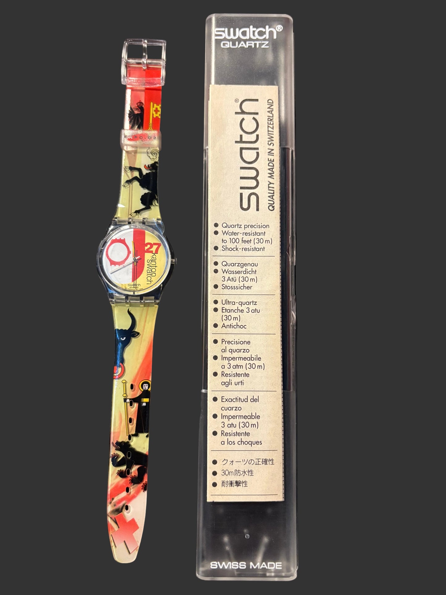 27 EME SPECIAL EDITION SWATCH CANTONE SWISS QUARTZ