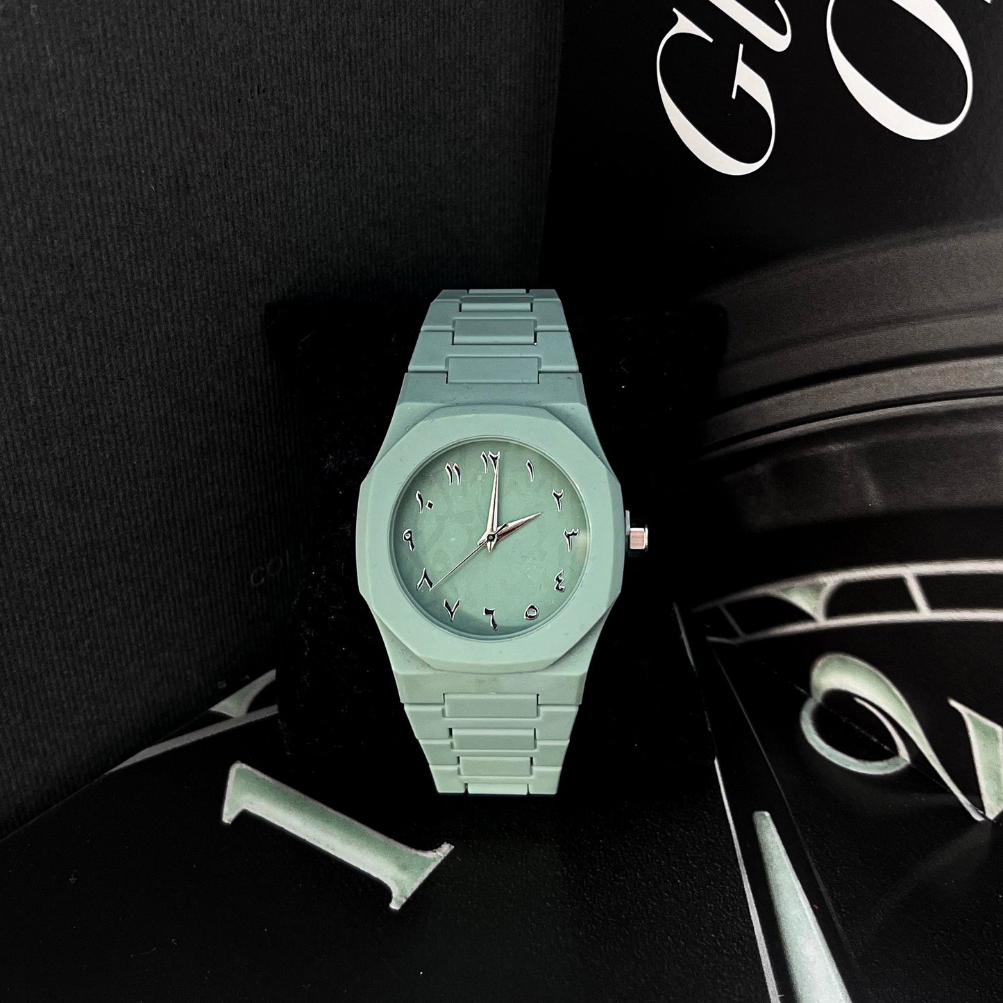 ARABIC DIAL MINT GREEN QUARTZ WATCH