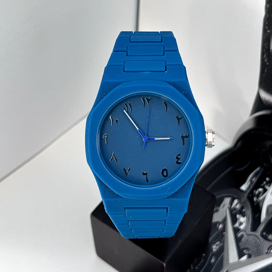 ARABIC DIAL QUARTZ BLUE RESIN FASHION BRAND NEW WATCH
