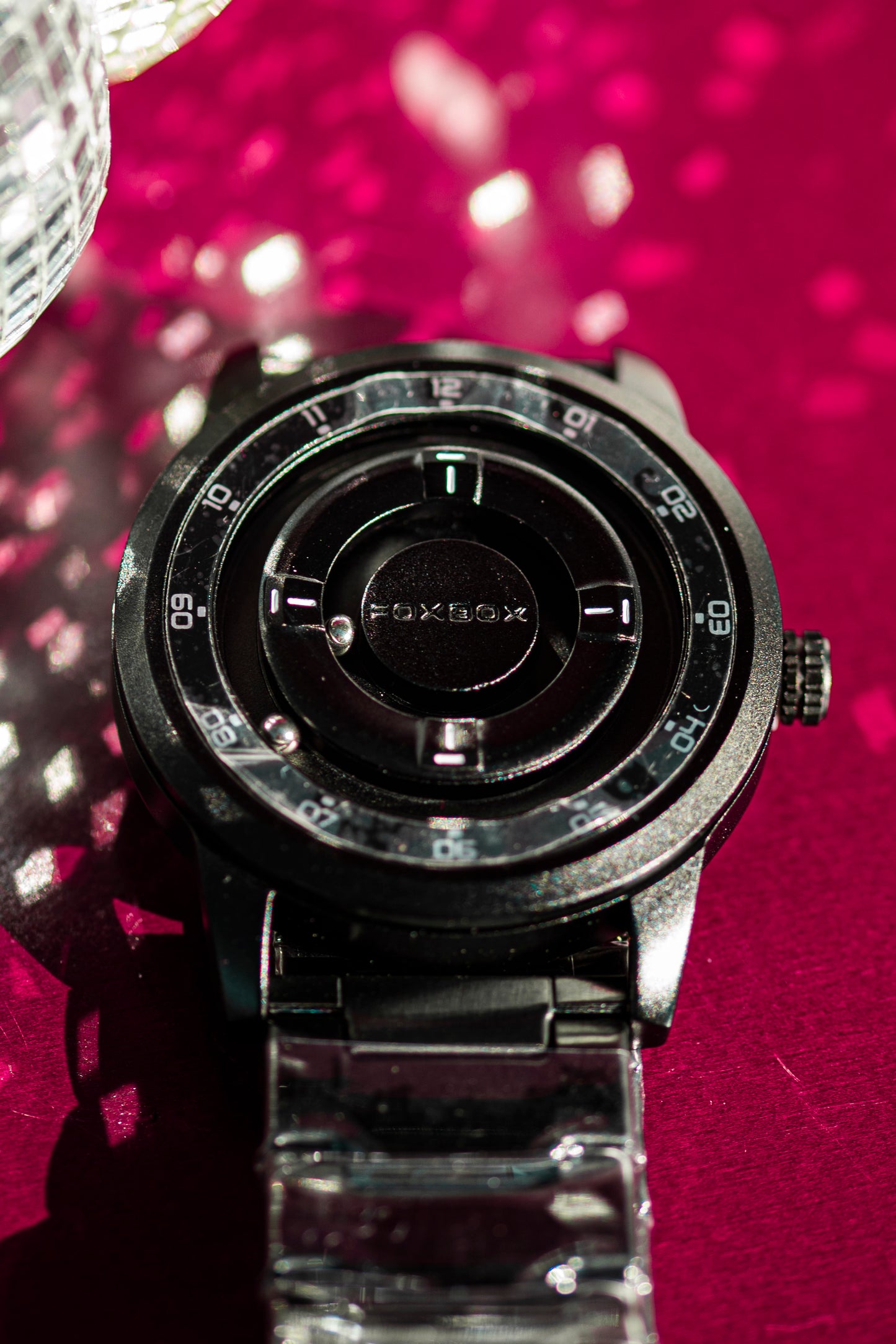 FOXBOX BLACK STEEL QUARTZ JAPAN FASHION WATCH