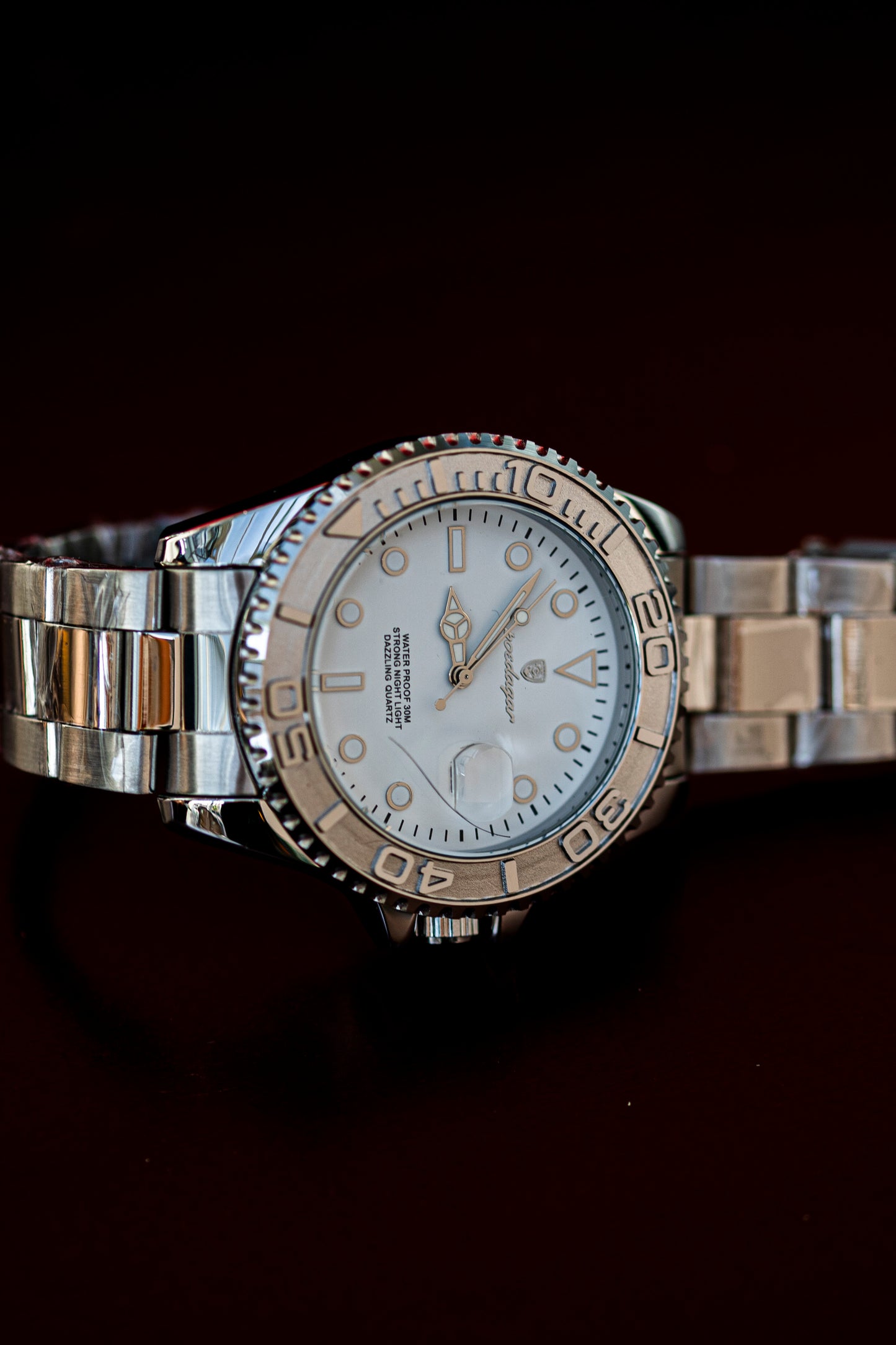 POEDAGAR STEEL QUARTZ WATCH