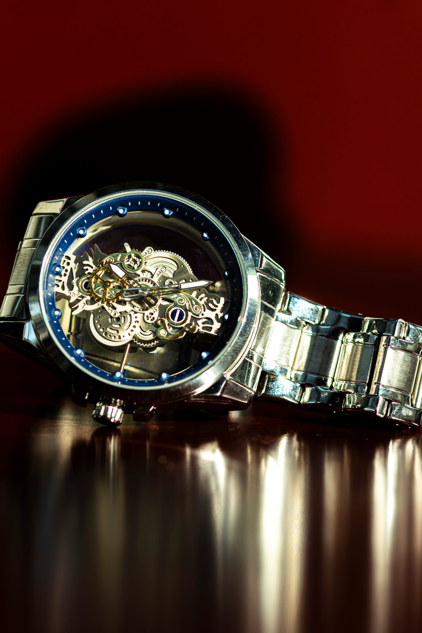 SKELETON STEEL AUTOMATIC FASHION WATCH