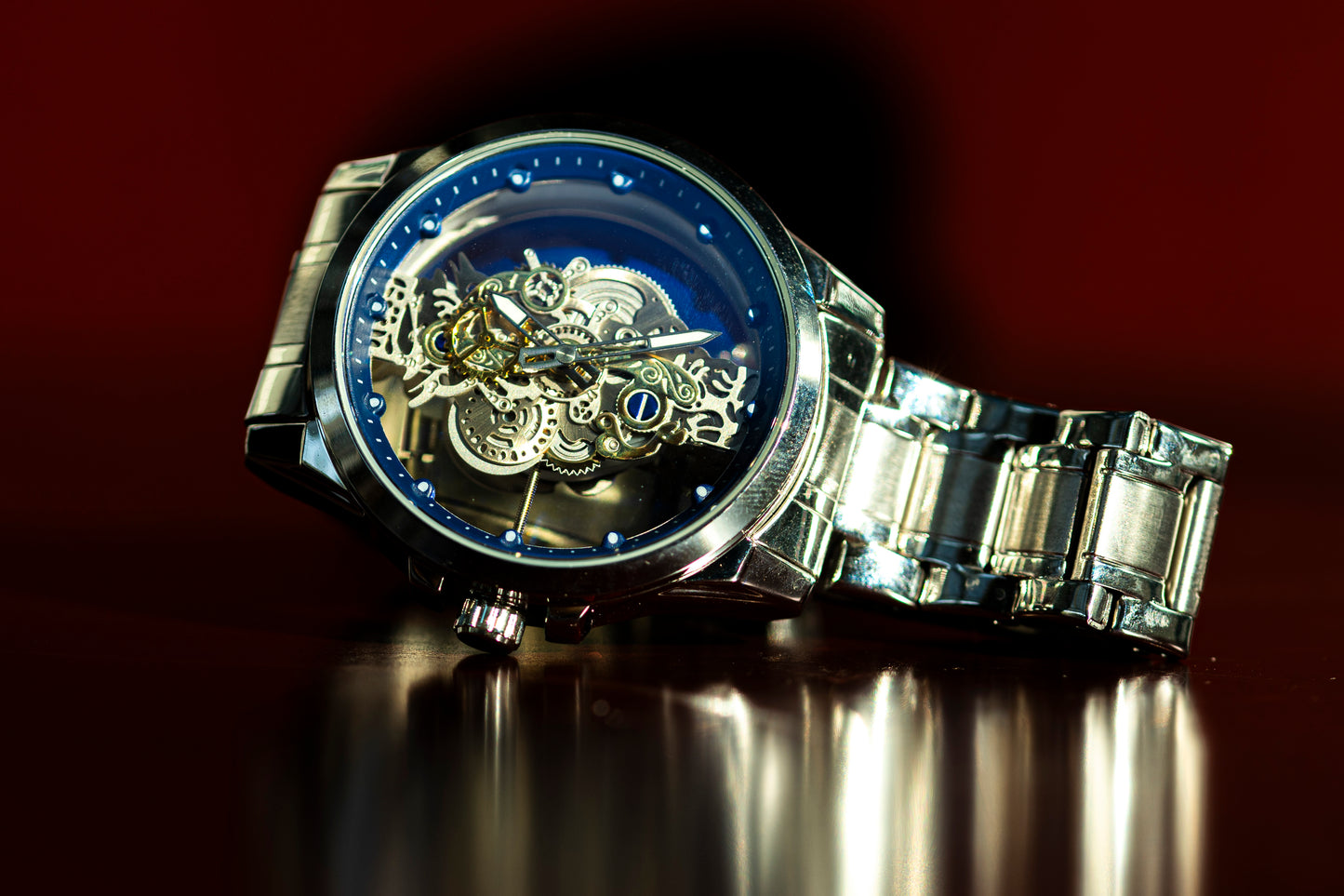 SKELETON STEEL AUTOMATIC FASHION WATCH
