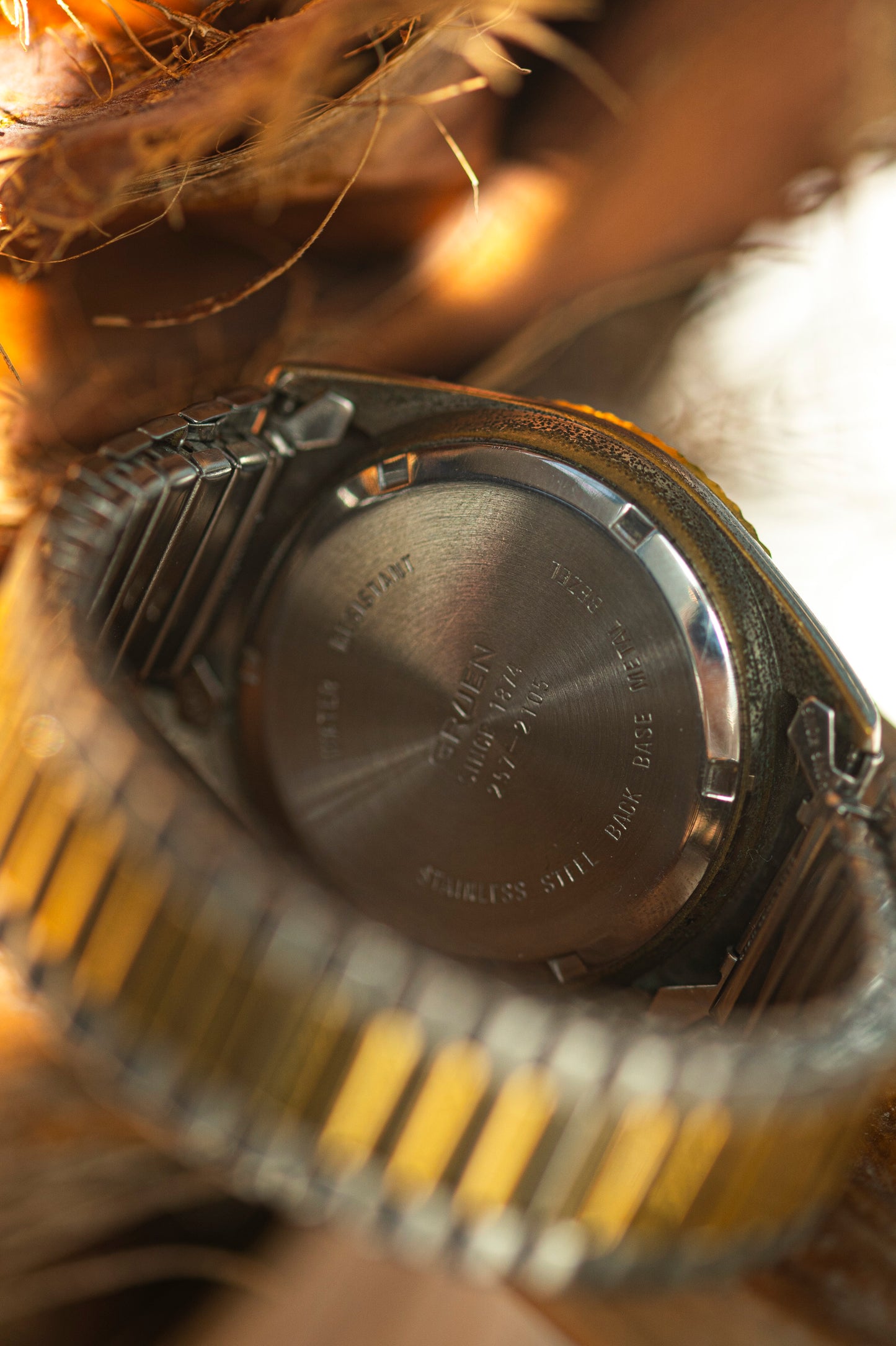 GRUEN DAY-DATE GOLD PLATED QUARTZ JAPAN PRELOVED WATCH