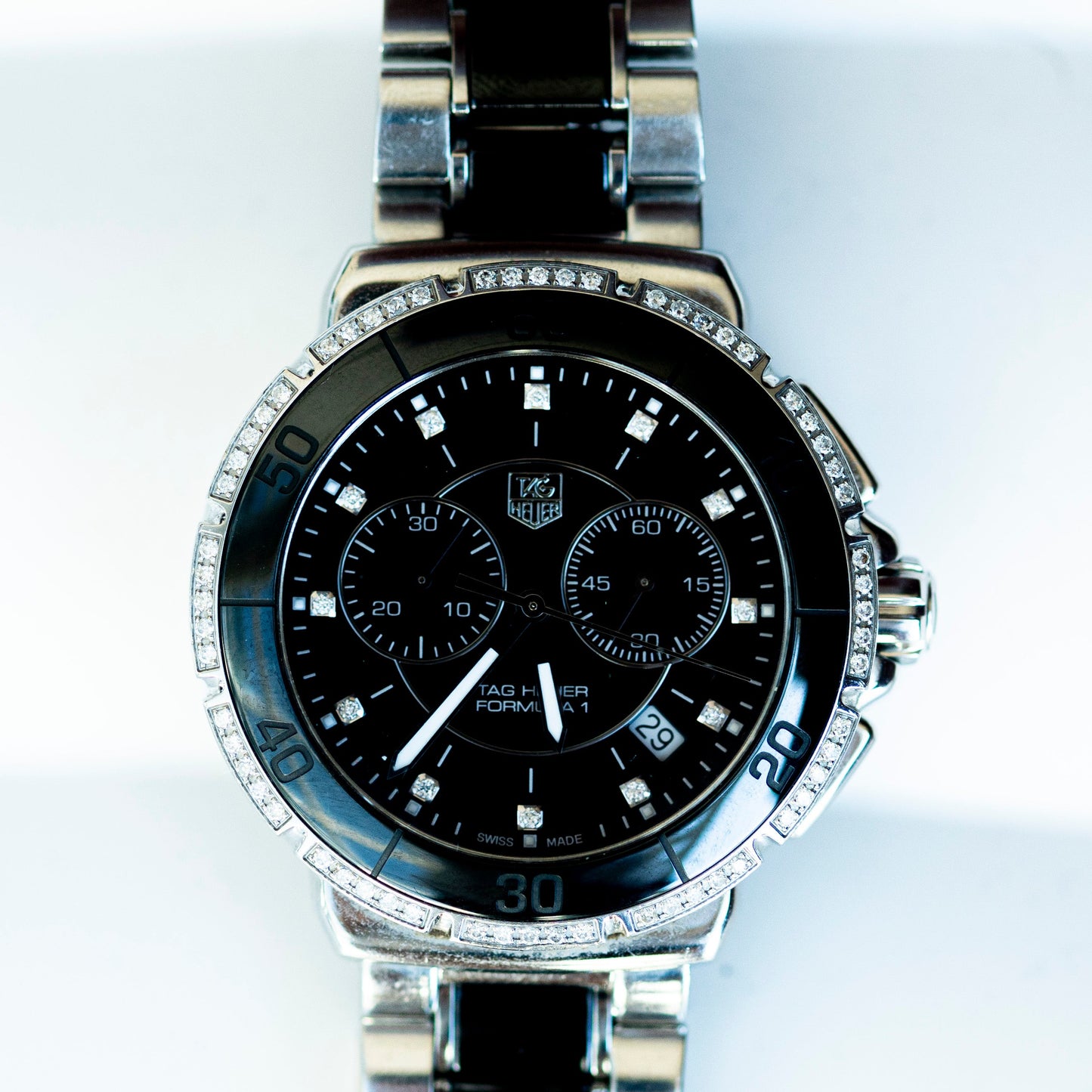 TAG HEUER FORMULA 1 FACTORY DIAMONDS CHRONOGRAPH QUARTZ SWISS PRELOVED WATCH