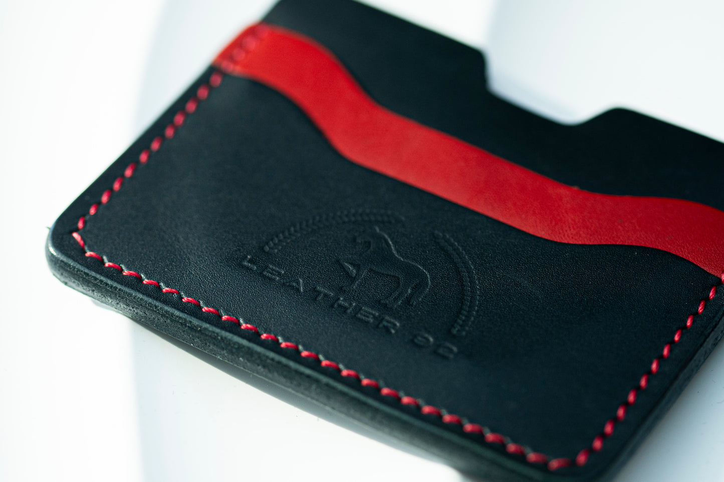 BLACK & RED LEATHER CARD HOLDER WALLET