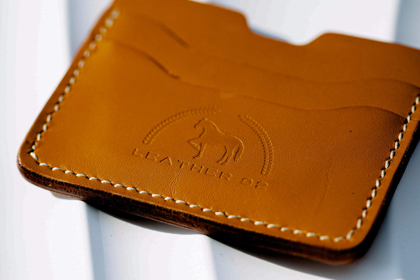 LEATHER SHOP HANDMADE TAN LEATHER CARD HOLDER WALLET