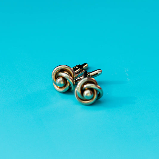 PRELOVED VINTAGE GOLD-TONE KNOT DESIGN CUFFLINKS FORMAL DRESS PRE-LOVED JEWELRY