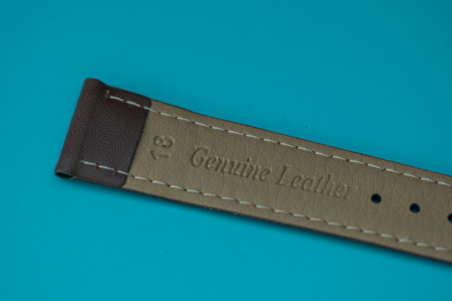 HWC GENUINE LEATHER WATCH STRAP 18MM BROWN STAINLESS STEEL BUCKLE
