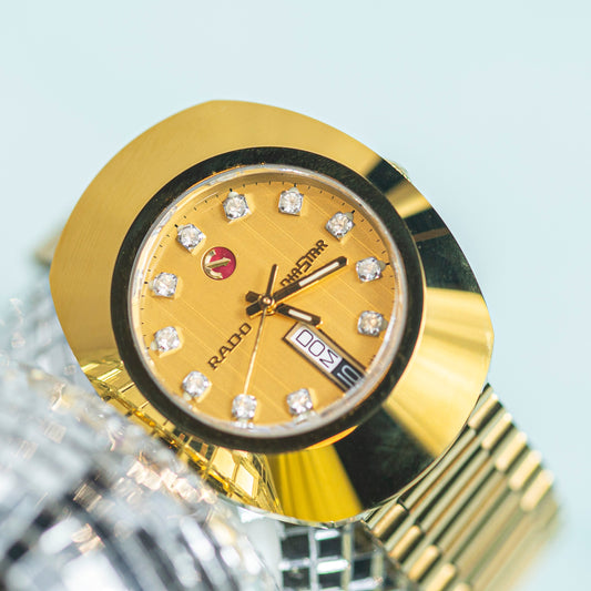 RADO DIASTAR 2000s AUTOMATIC CERAMIC CASE GOLD PLATED DAY DATE SWISS PRELOVED WATCH