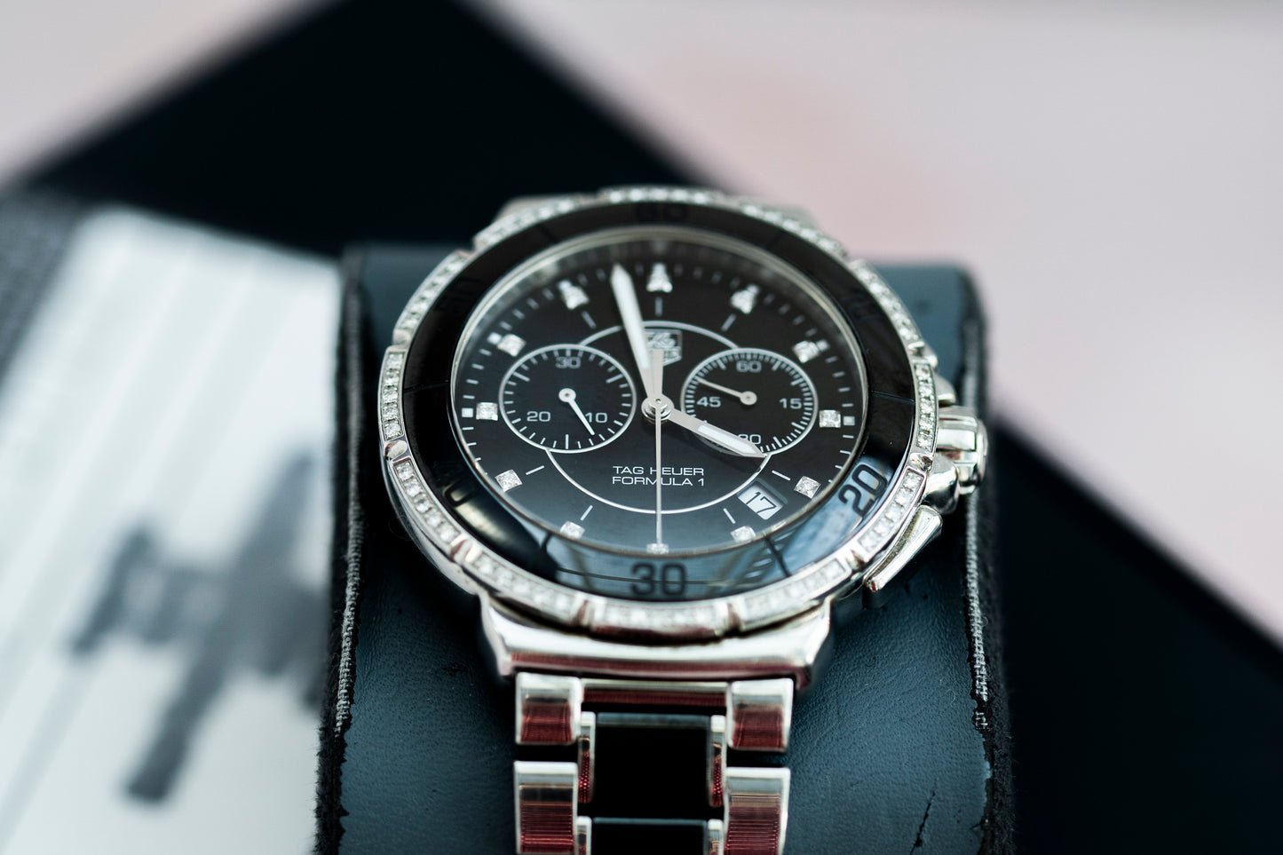 TAG HEUER FORMULA 1 DIAMOND CHRONOGRAPH BLACK DIAL FULL SET SWISS PRELOVED WATCH