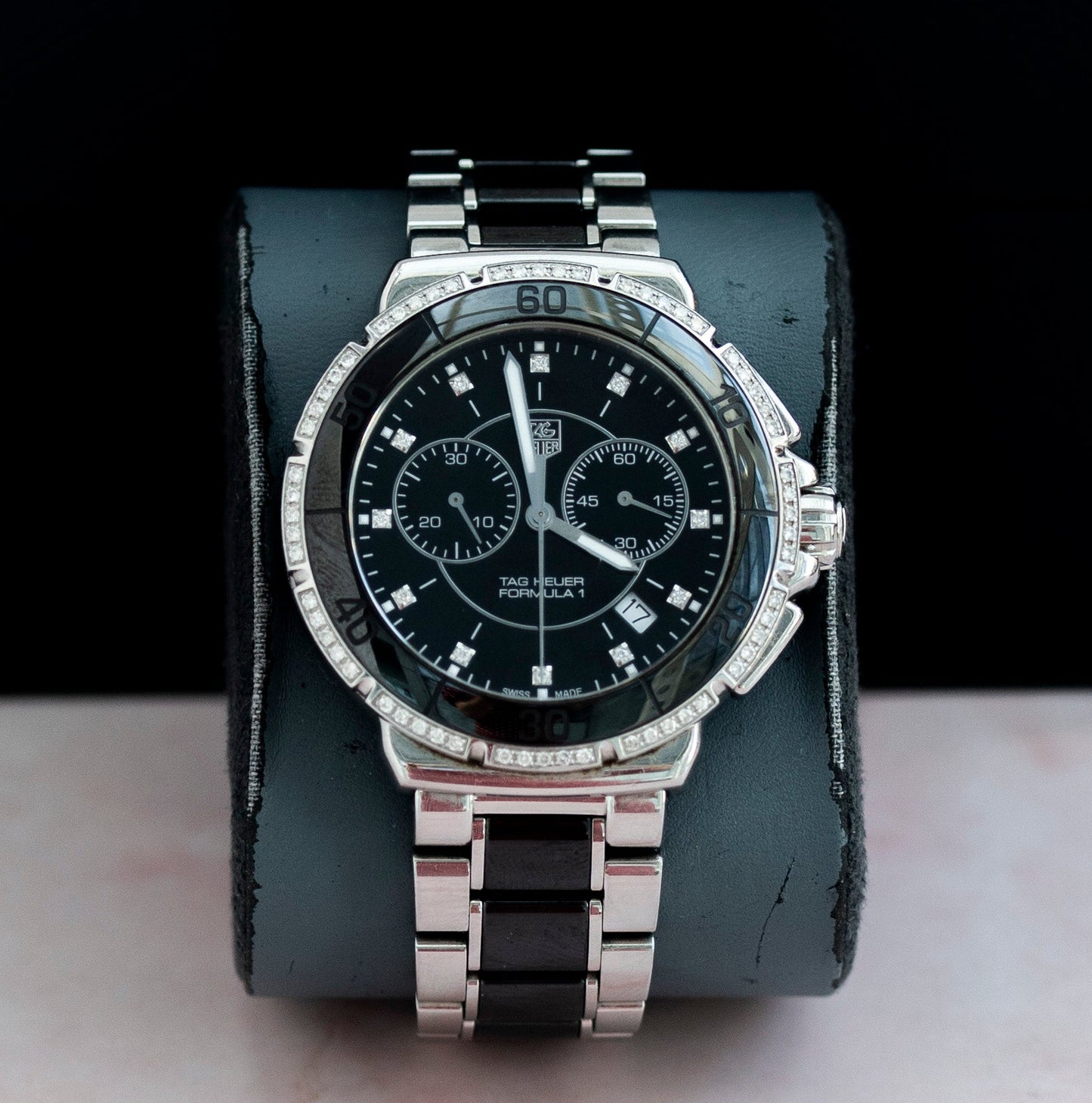 TAG HEUER FORMULA 1 DIAMOND CHRONOGRAPH BLACK DIAL FULL SET SWISS PRELOVED WATCH