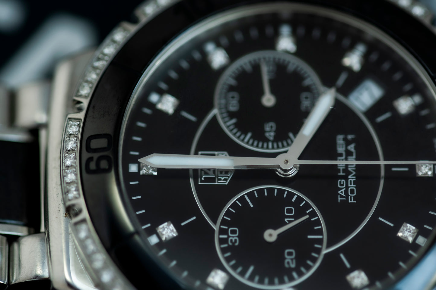 TAG HEUER FORMULA 1 DIAMOND CHRONOGRAPH BLACK DIAL FULL SET SWISS PRELOVED WATCH