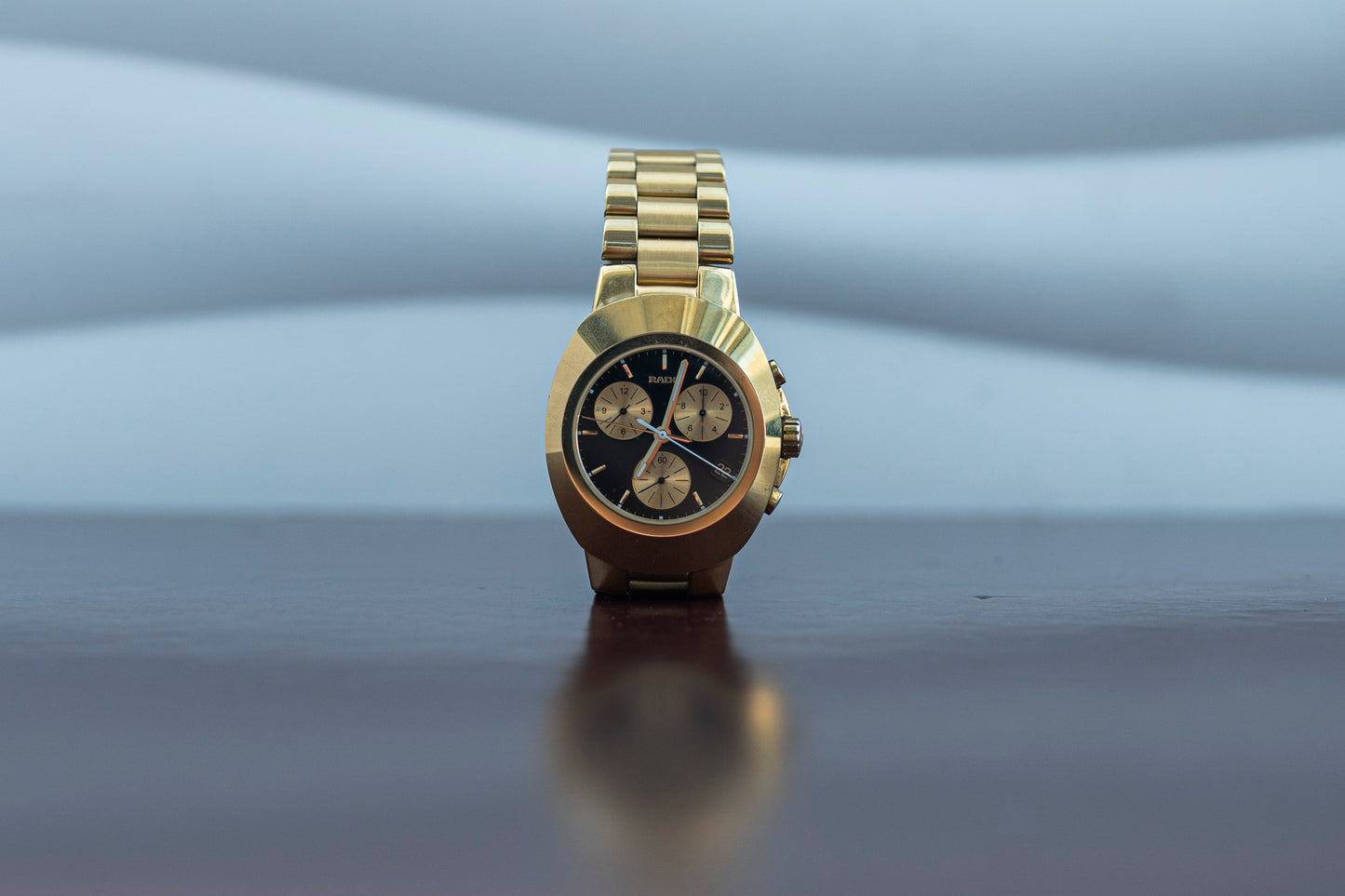 RADO D-STAR CHRONOGRAPH GOLD-TONE BLACK DIAL SWISS QUARTZ PRELOVED WATCH