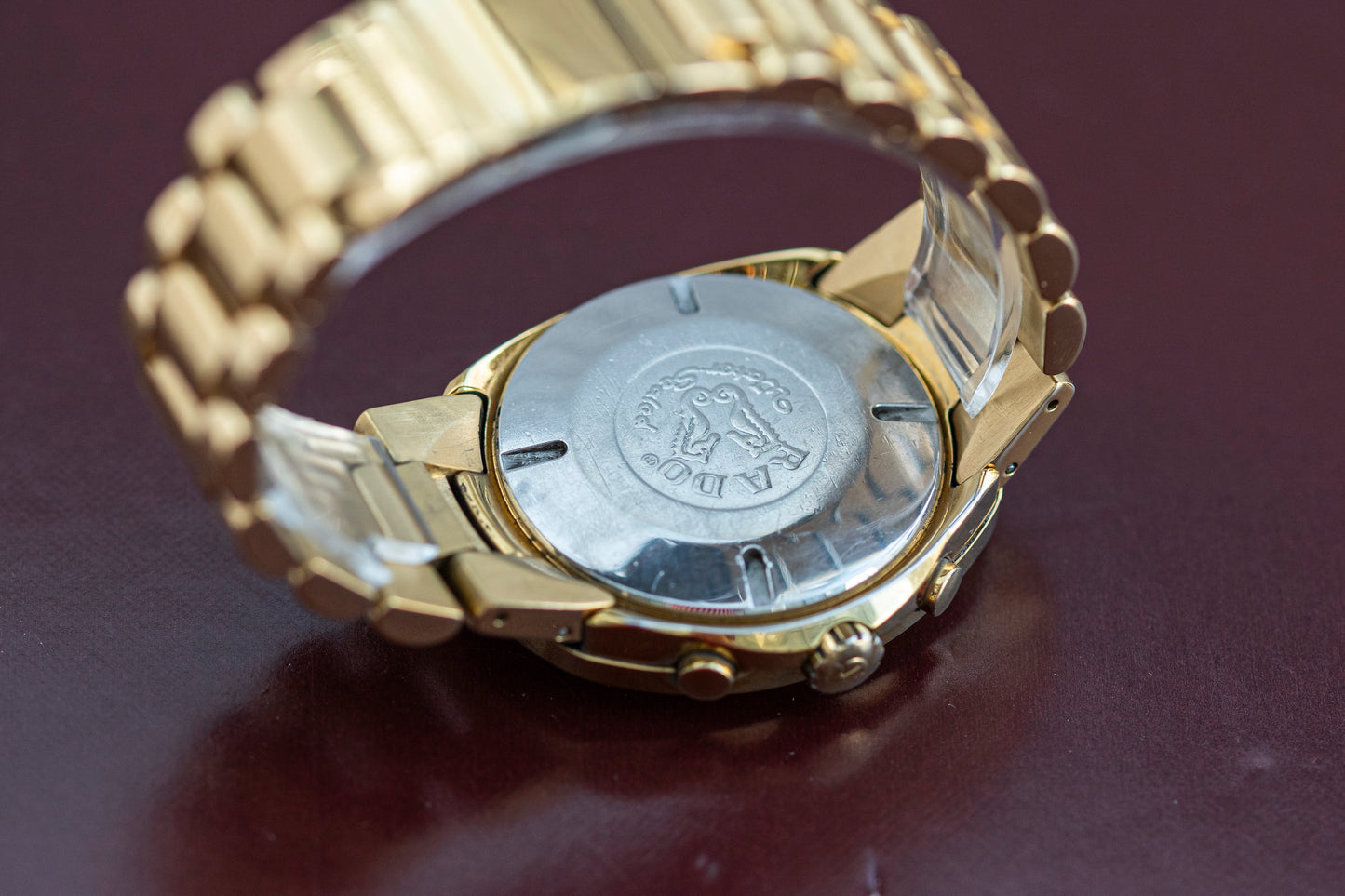 RADO D-STAR CHRONOGRAPH GOLD-TONE BLACK DIAL SWISS QUARTZ PRELOVED WATCH
