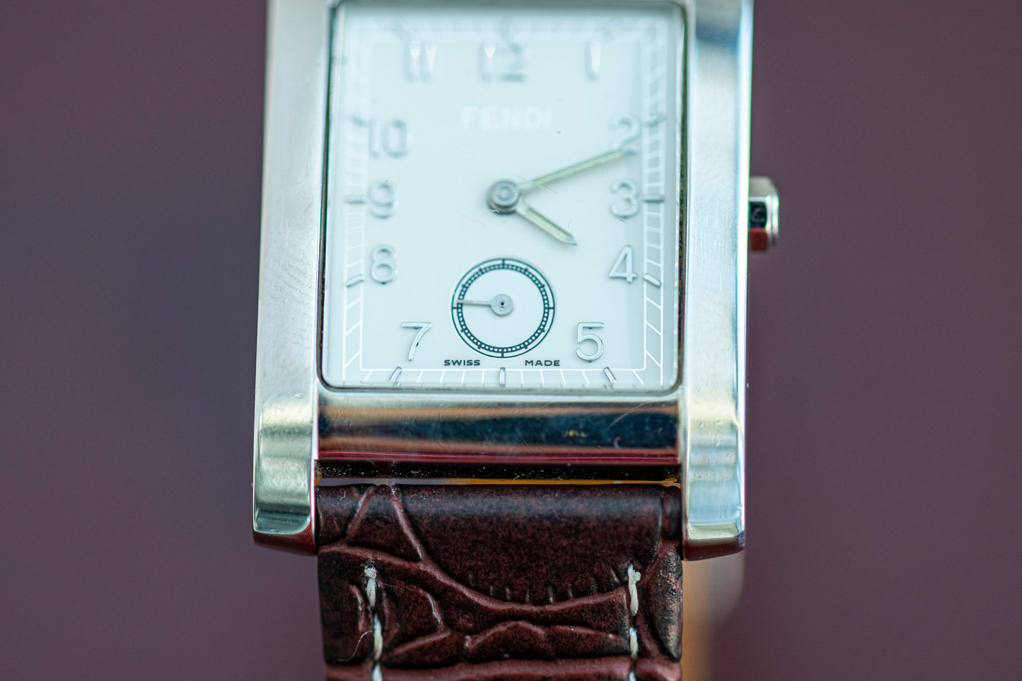 FENDI OROLOGI TANK SMALL SECONDS WHITE DIAL SWISS QUARTZ STAINLESS STEEL PRELOVED WATCH