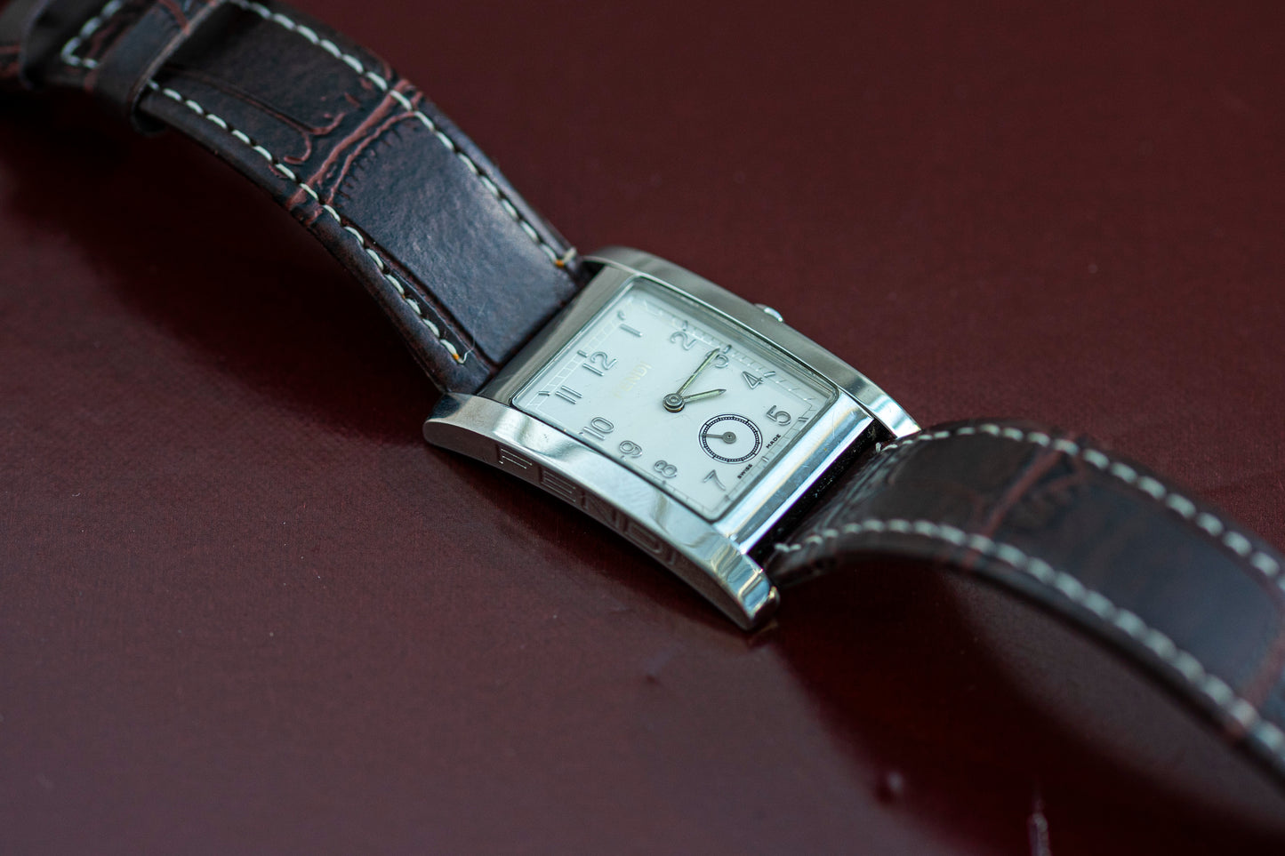 FENDI OROLOGI TANK SMALL SECONDS WHITE DIAL SWISS QUARTZ STAINLESS STEEL PRELOVED WATCH