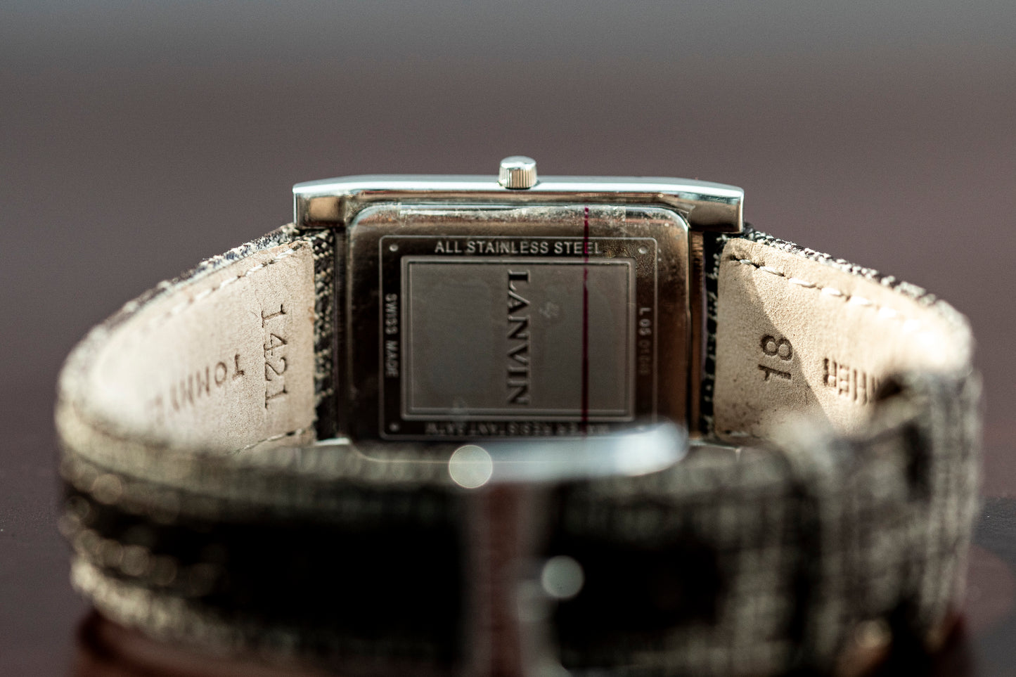 LANVIN RECTANGULAR CHAMPAGNE DIAL STAINLESS STEEL SWISS QUARTZ PRELOVED WATCH