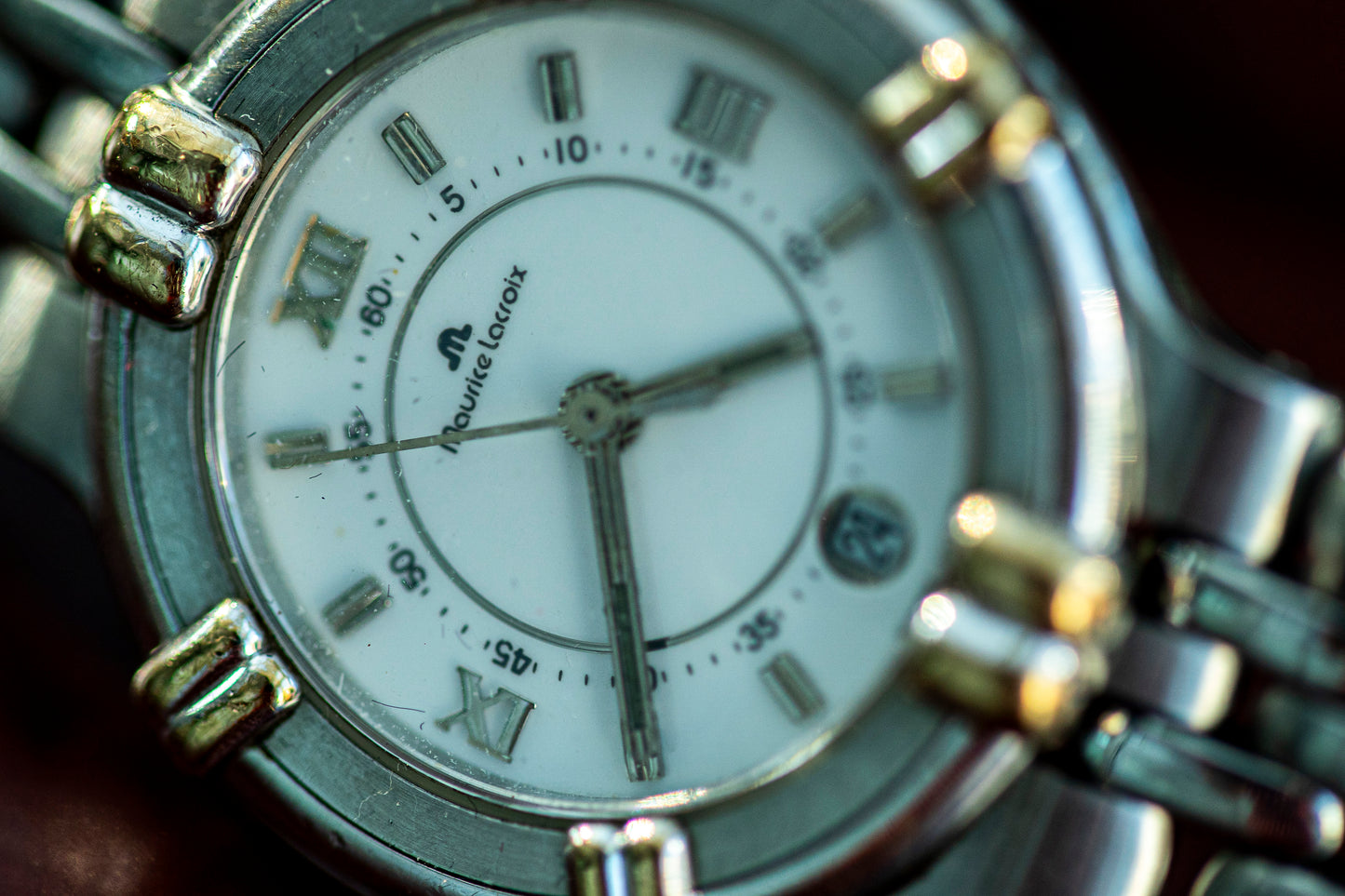 MAURICE LACROIX MIROS TWO-TONE WHITE DIAL QUARTZ SWISS PRELOVED WATCH