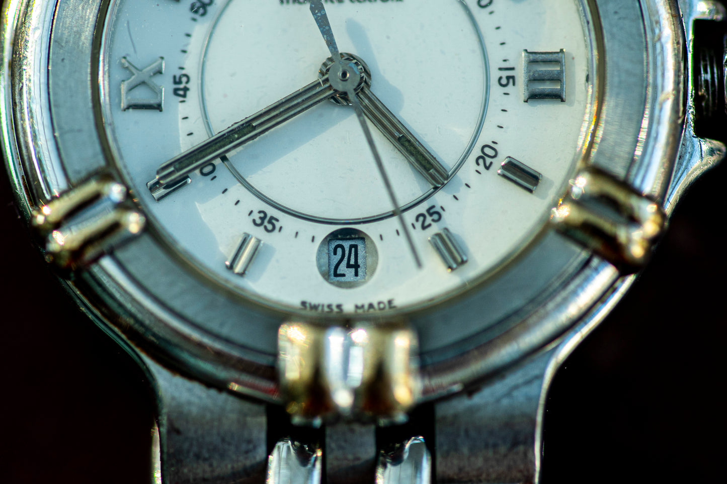MAURICE LACROIX MIROS TWO-TONE WHITE DIAL QUARTZ SWISS PRELOVED WATCH