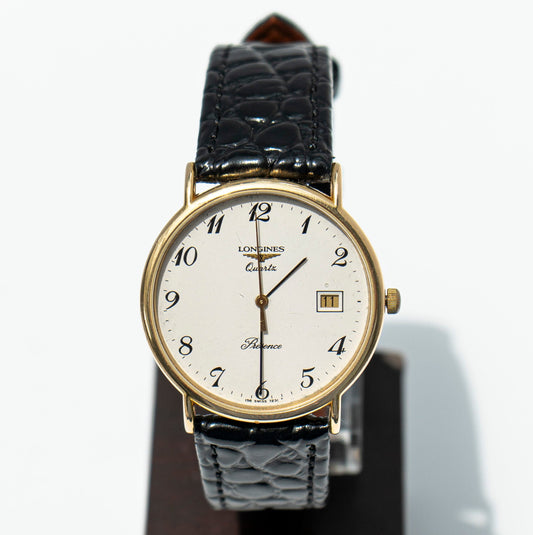 LONGINES PRESENCE WHITE DIAL GOLD-TONE QUARTZ SWISS PRELOVED WATCH