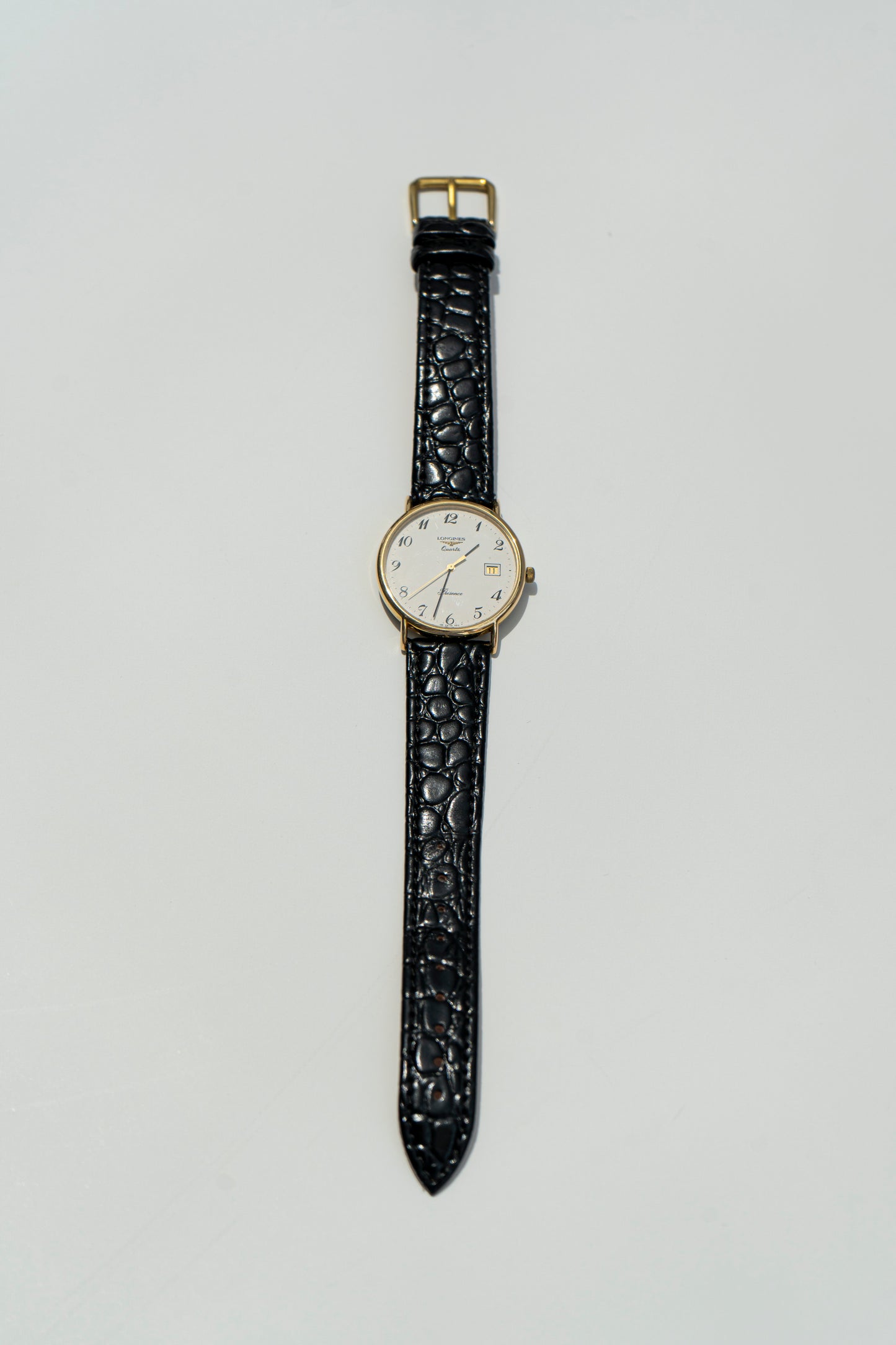 LONGINES PRESENCE WHITE DIAL GOLD-TONE QUARTZ SWISS PRELOVED WATCH