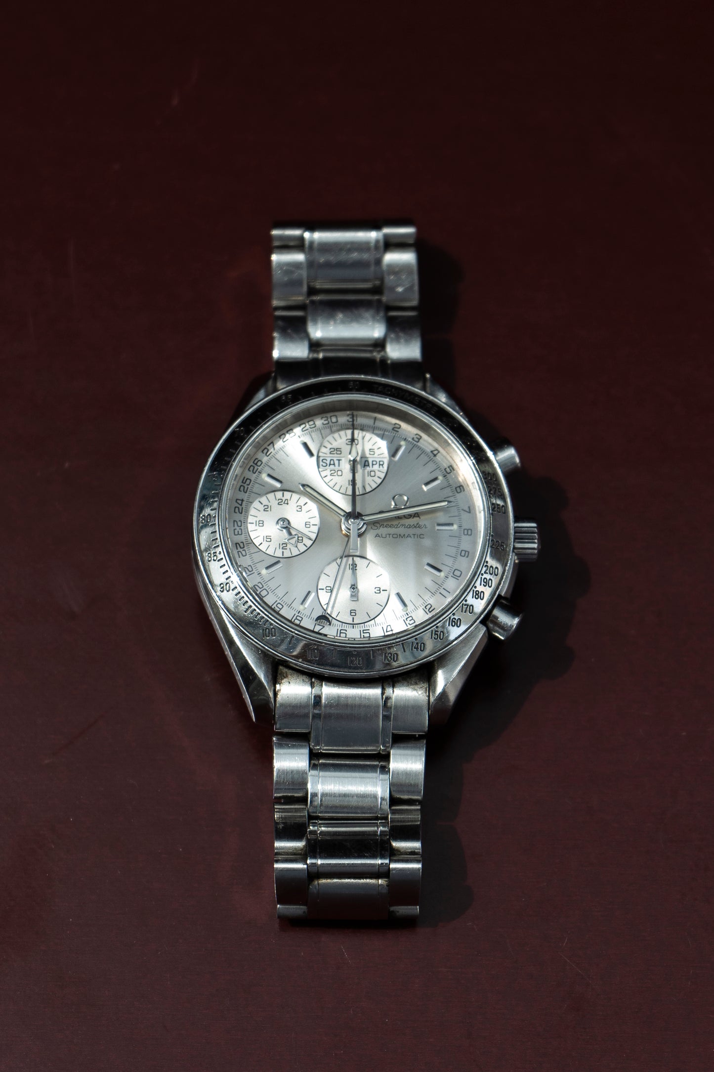 OMEGA SPEEDMASTER TRIPLE DATE AUTOMATIC CHRONOGRAPH SILVER DIAL SWISS PRELOVED WATCH