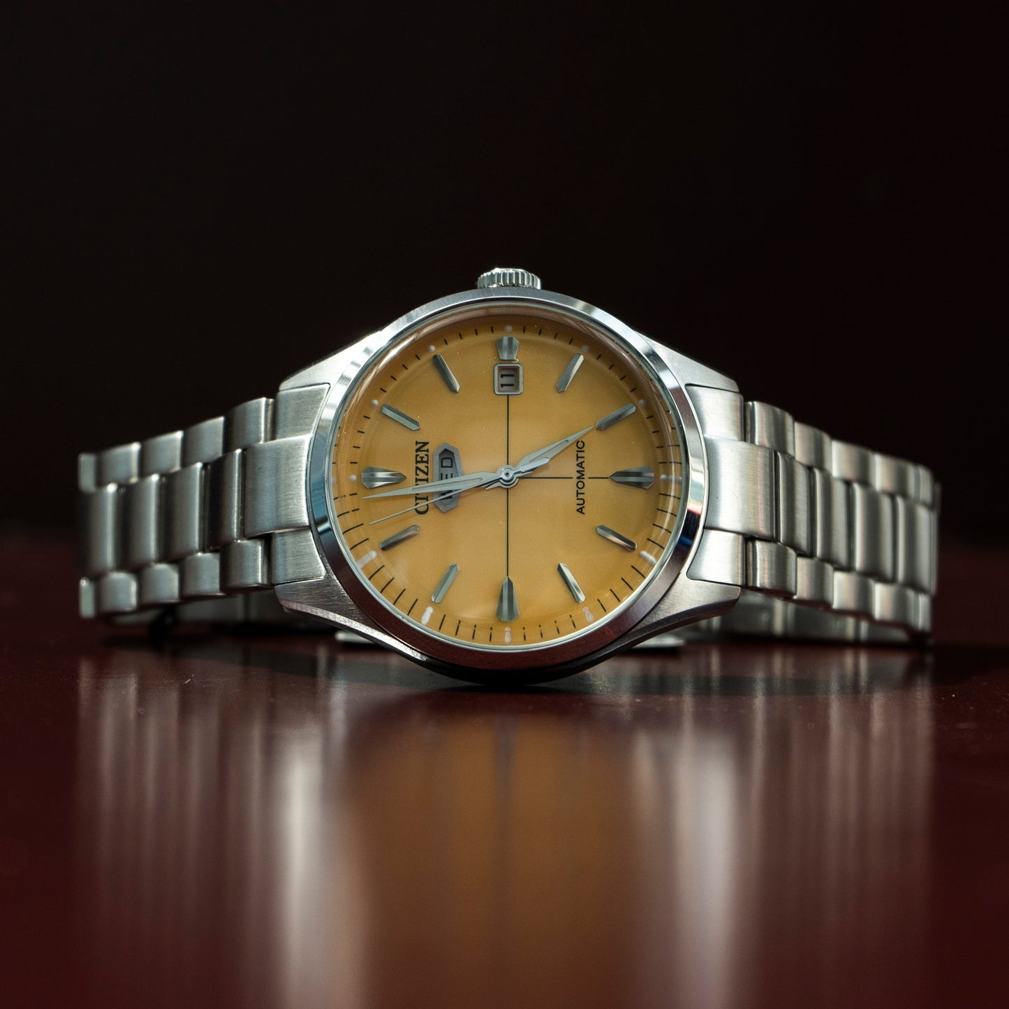 CITIZEN NJ0191-81Z AUTOMATIC YELLOW DIAL STAINLESS STEEL JAPAN WATCH