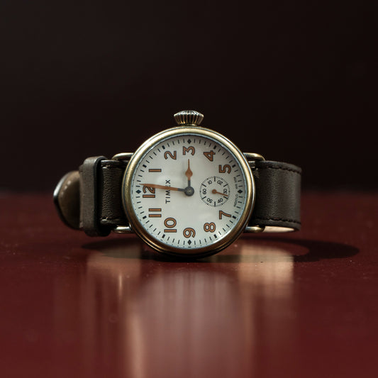 TIMEX MARLIN INDIGLO WHITE DIAL GENUINE LEATHER STRAP QUARTZ PRELOVED WATCH