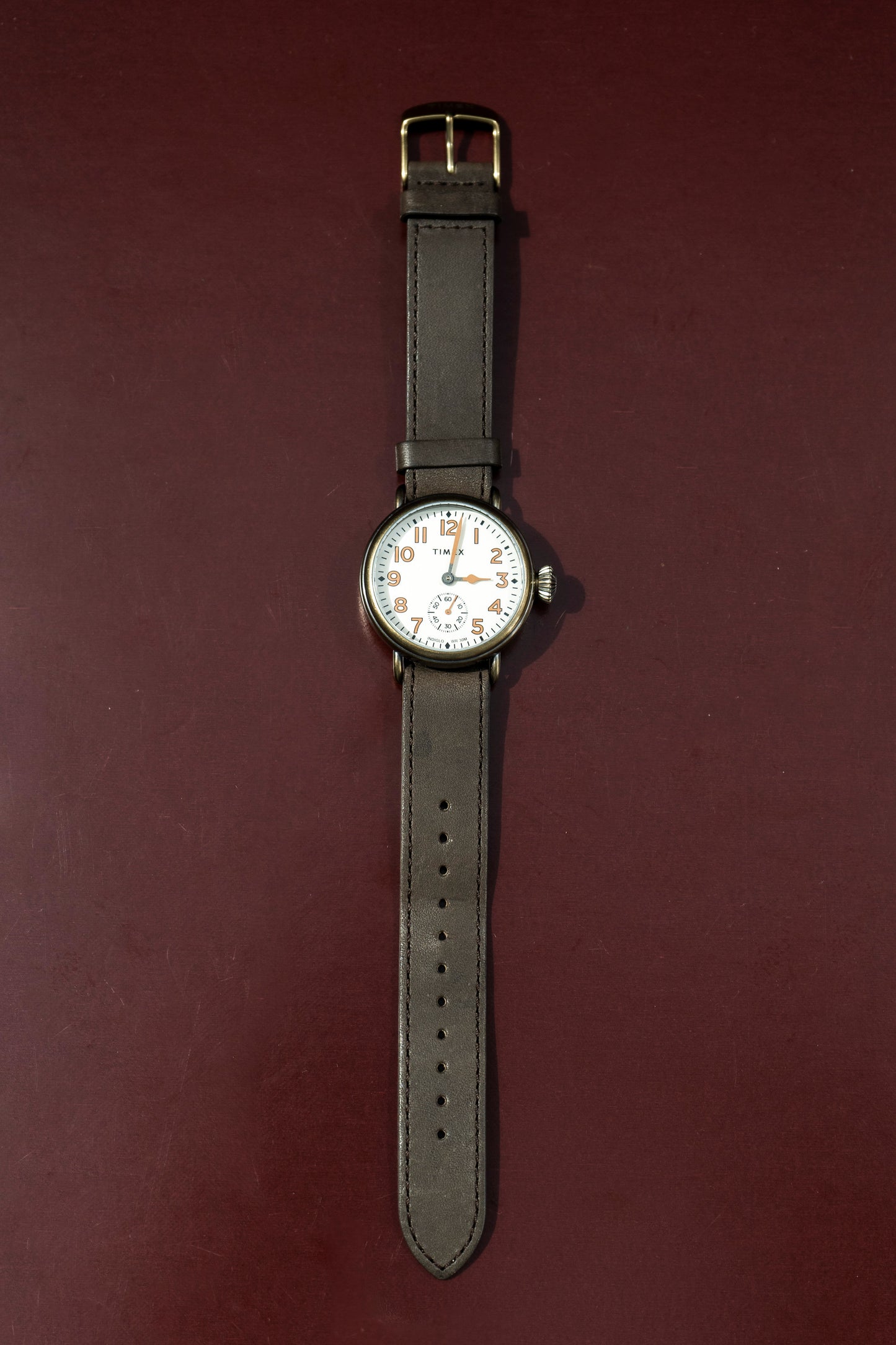 TIMEX MARLIN INDIGLO WHITE DIAL GENUINE LEATHER STRAP QUARTZ PRELOVED WATCH