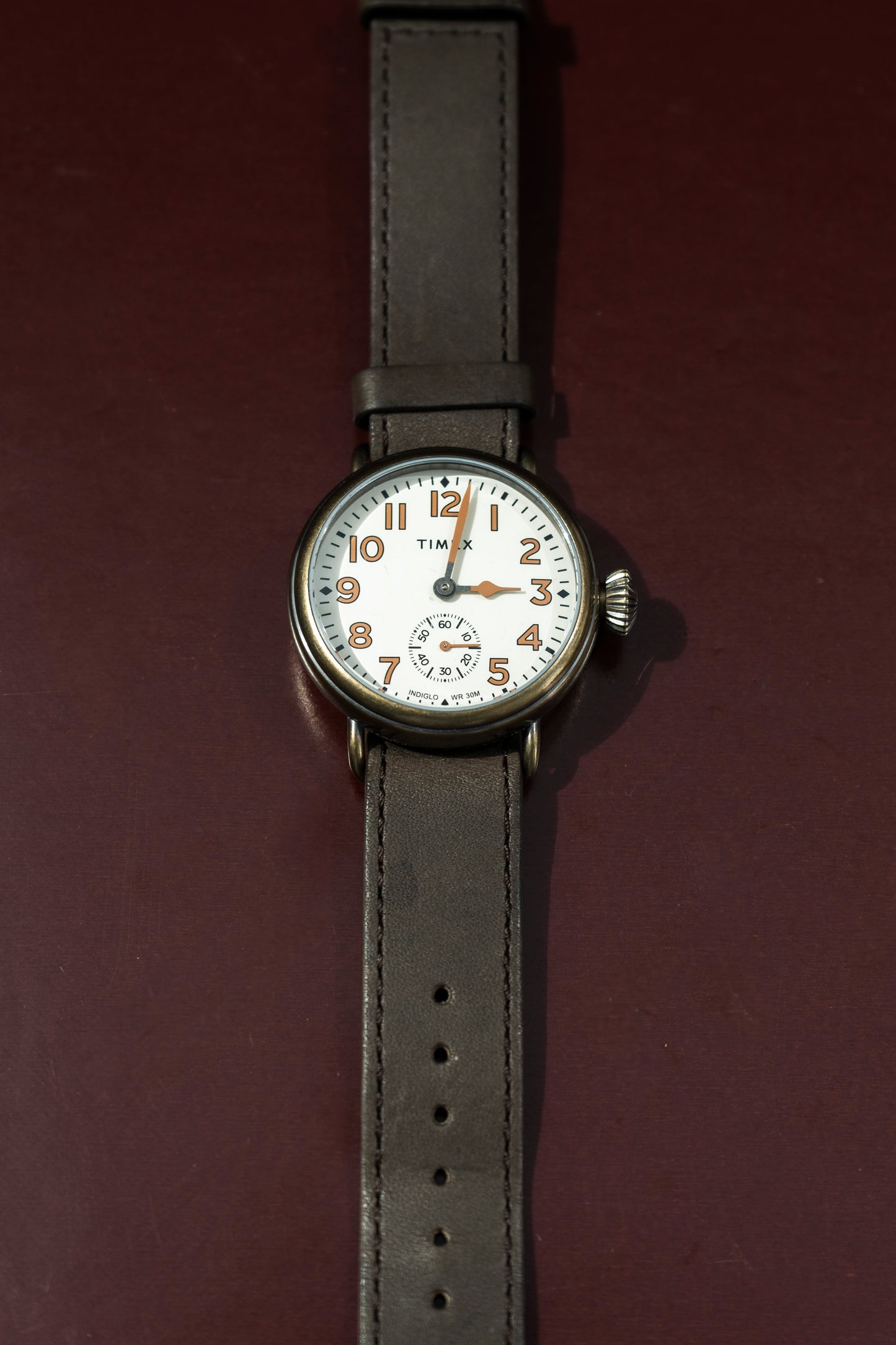 TIMEX MARLIN INDIGLO WHITE DIAL GENUINE LEATHER STRAP QUARTZ PRELOVED WATCH