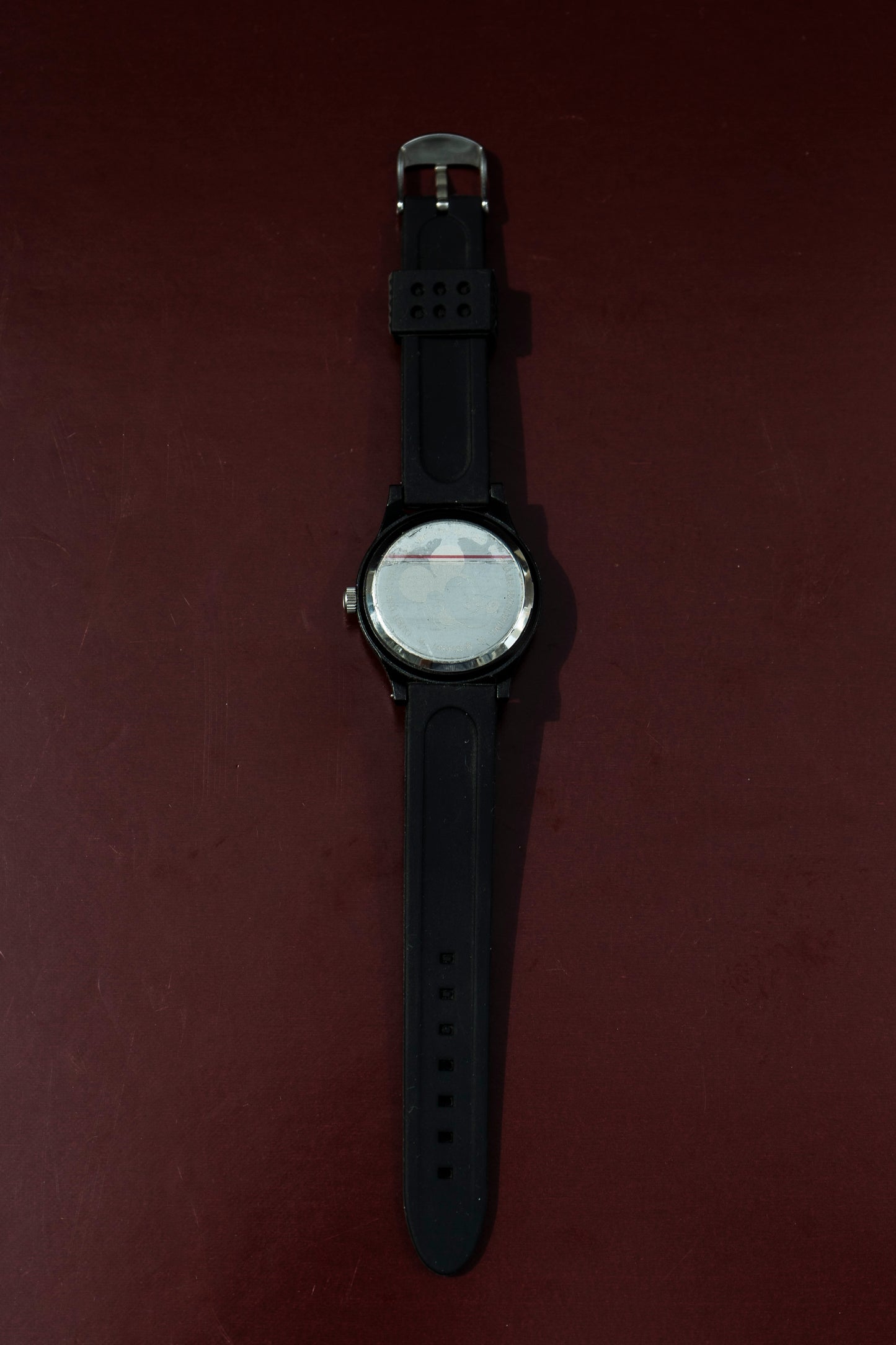 BEAMS × MICKEY MOUSE BLACK QUARTZ PRELOVED WATCH WITH SILICONE STRAP