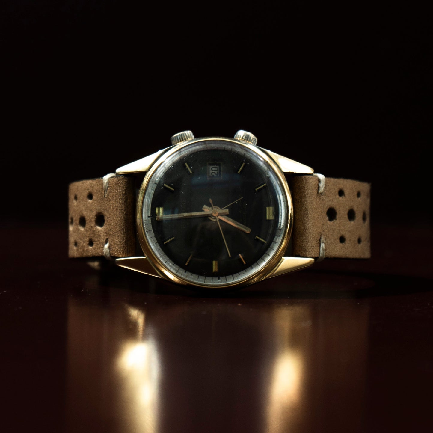 BENMORE ALARM MANUAL WIND BLACK DIAL GOLD-TONE CASE VINTAGE SWISS PRELOVED WATCH