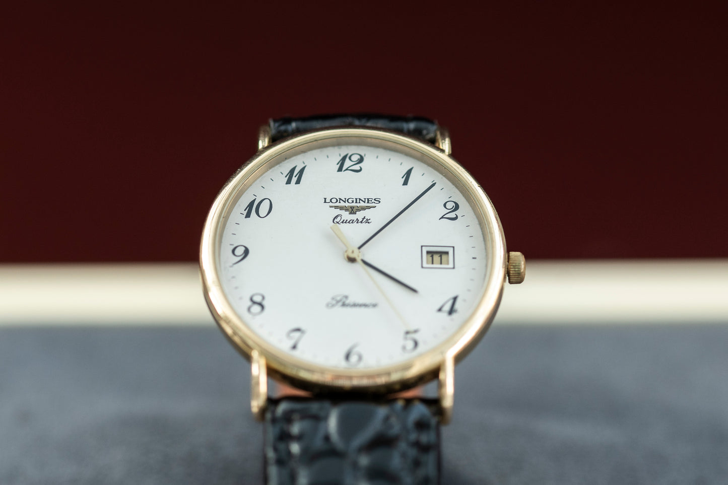 LONGINES PRESENCE WHITE DIAL GOLD-TONE QUARTZ SWISS PRELOVED WATCH