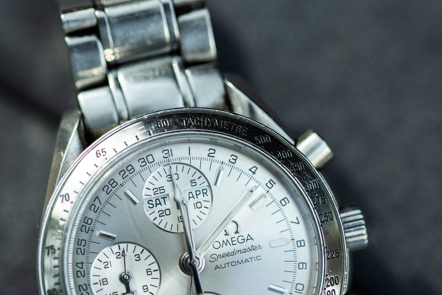 OMEGA SPEEDMASTER TRIPLE DATE AUTOMATIC CHRONOGRAPH SILVER DIAL SWISS PRELOVED WATCH