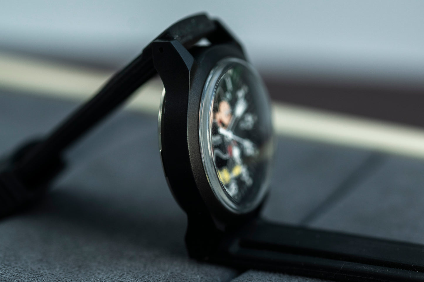 BEAMS × MICKEY MOUSE BLACK QUARTZ PRELOVED WATCH WITH SILICONE STRAP