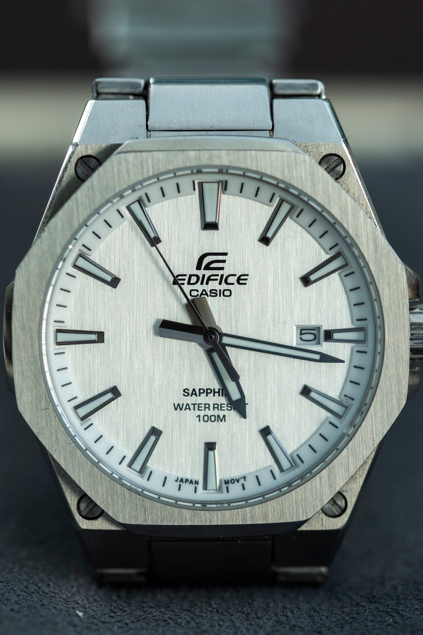 CASIO EDIFICE EFR-S108D-7AV WHITE SUNBURST DIAL SAPPHIRE CRYSTAL JAPAN QUARTZ PRELOVED WATCH