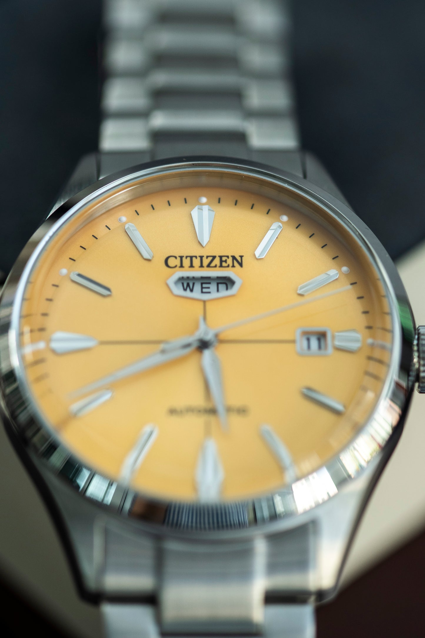 CITIZEN NJ0191-81Z AUTOMATIC YELLOW DIAL STAINLESS STEEL JAPAN WATCH