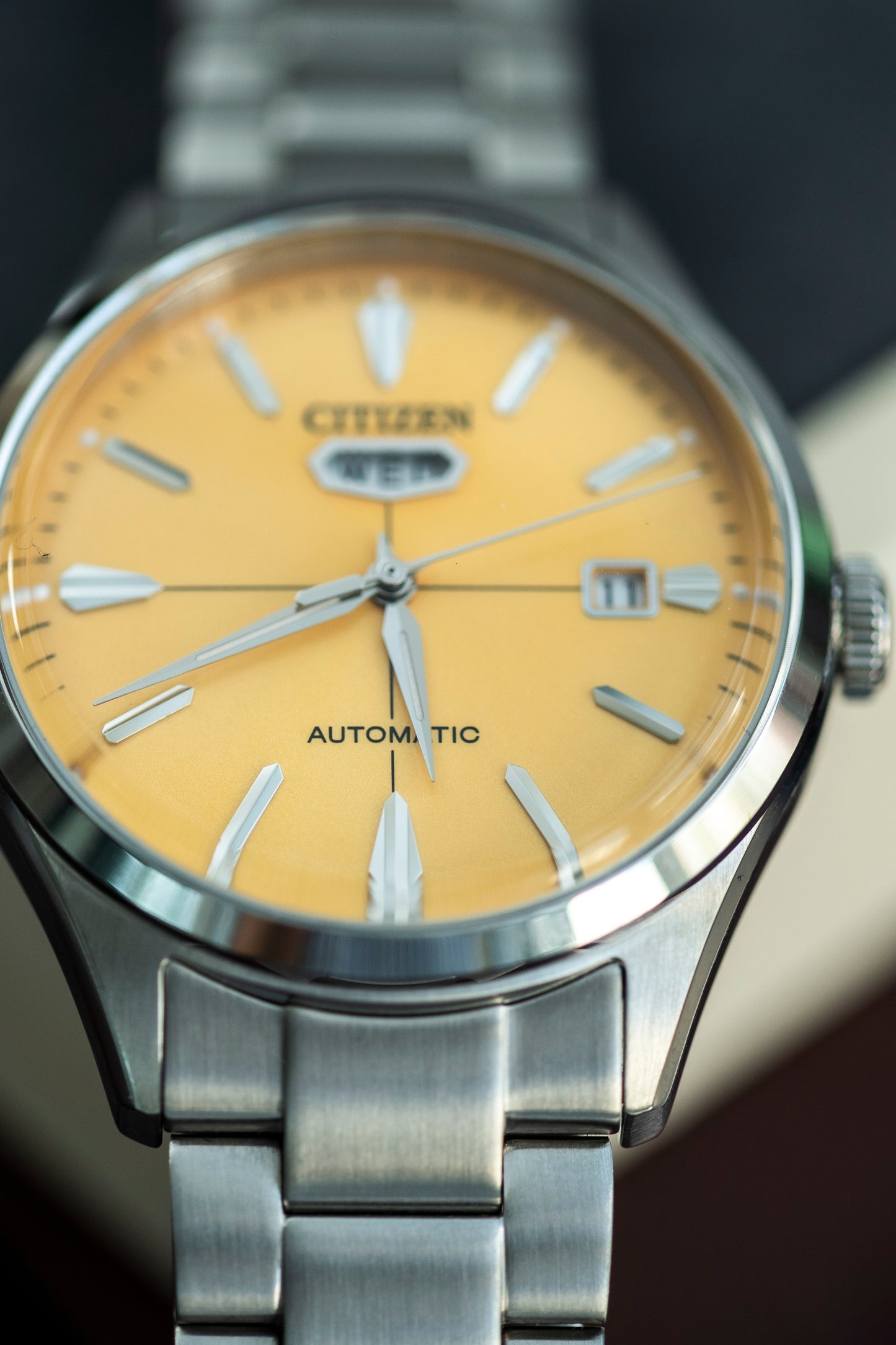 CITIZEN NJ0191-81Z AUTOMATIC YELLOW DIAL STAINLESS STEEL JAPAN WATCH
