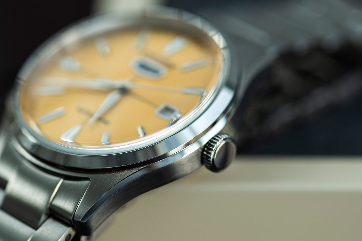 CITIZEN NJ0191-81Z AUTOMATIC YELLOW DIAL STAINLESS STEEL JAPAN WATCH