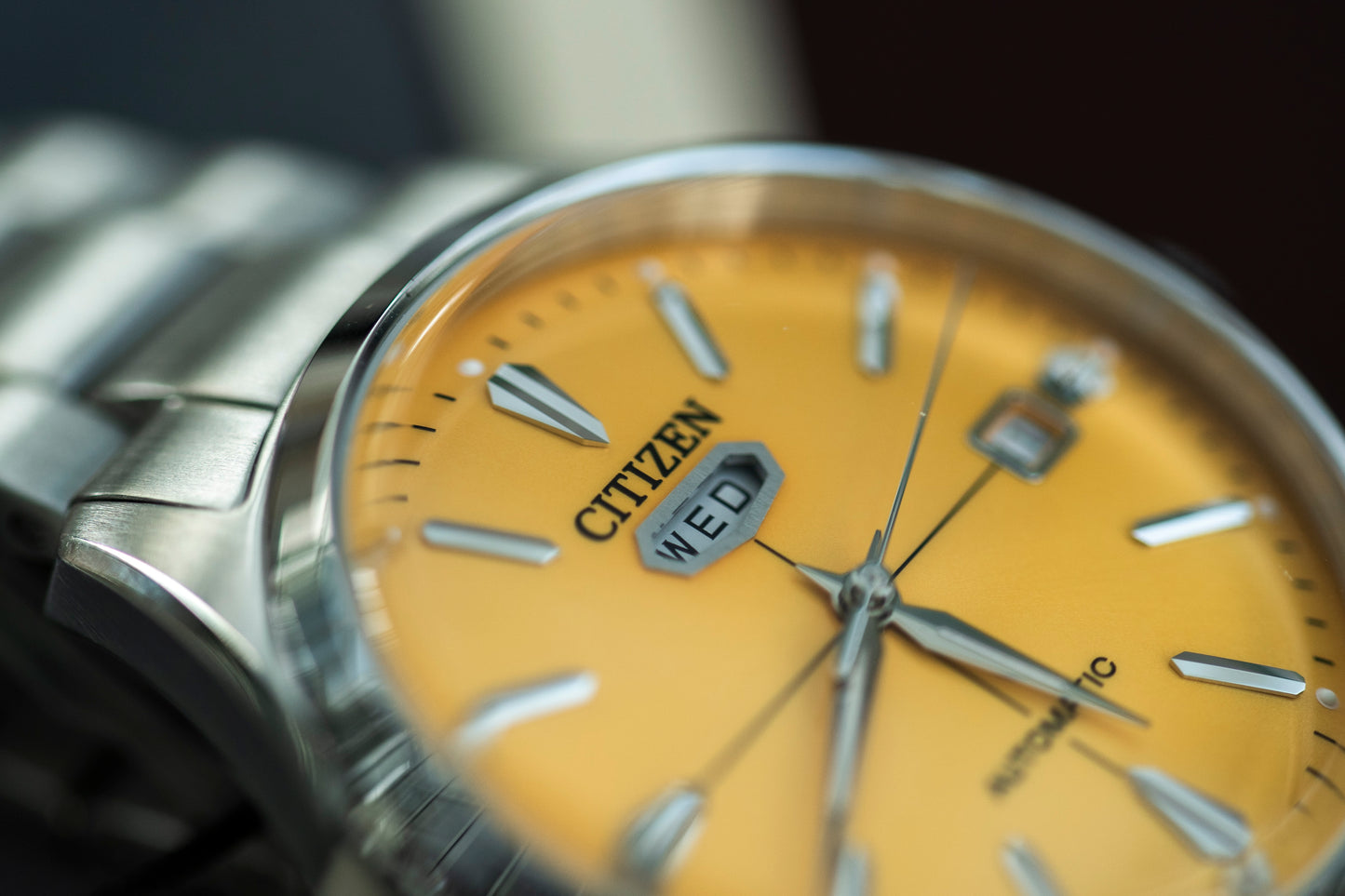 CITIZEN NJ0191-81Z AUTOMATIC YELLOW DIAL STAINLESS STEEL JAPAN WATCH