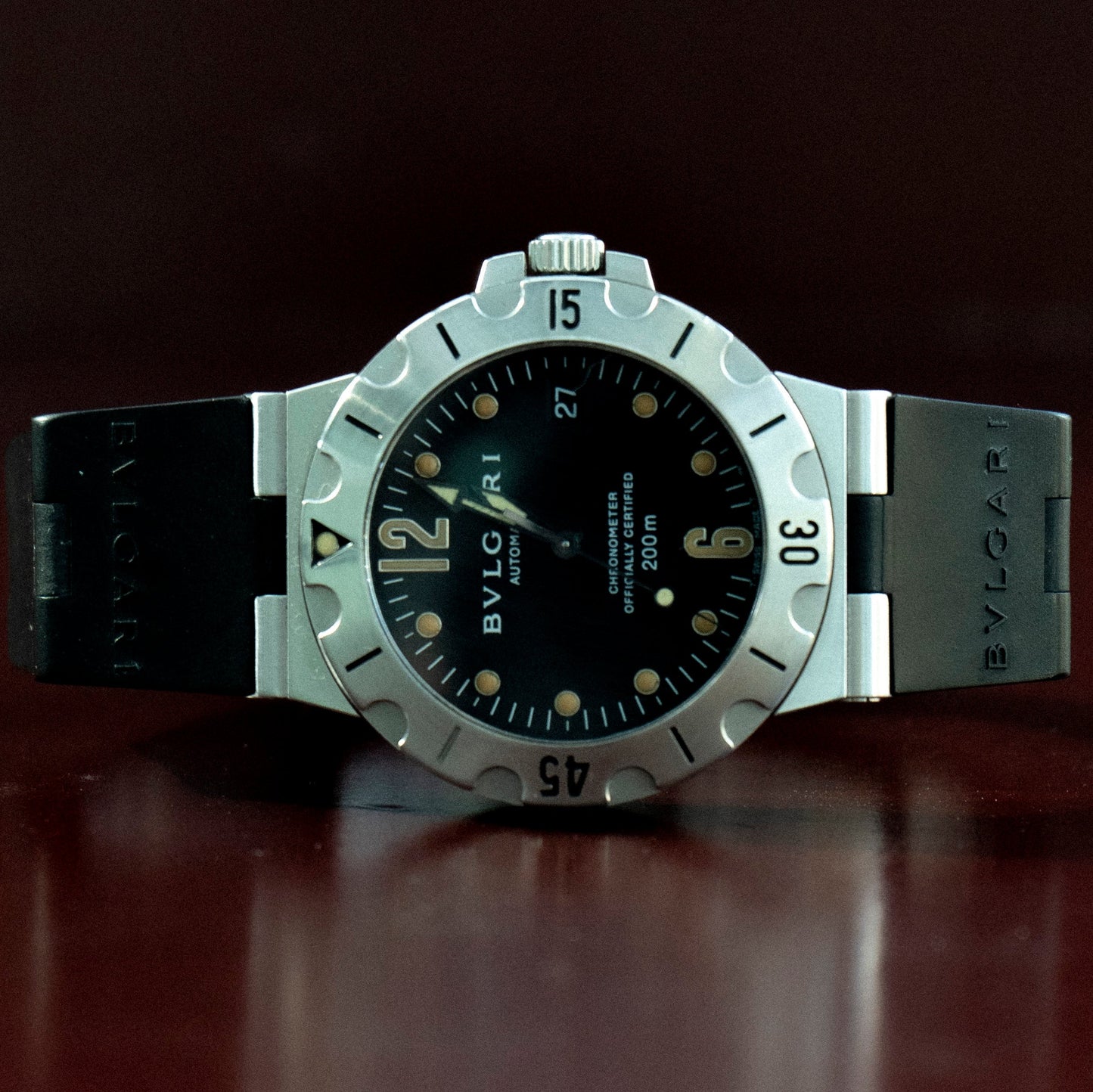 BVLGARI DIAGONO SCUBA AUTOMATIC 200M BLACK DIAL SWISS PRE-LOVED WATCH